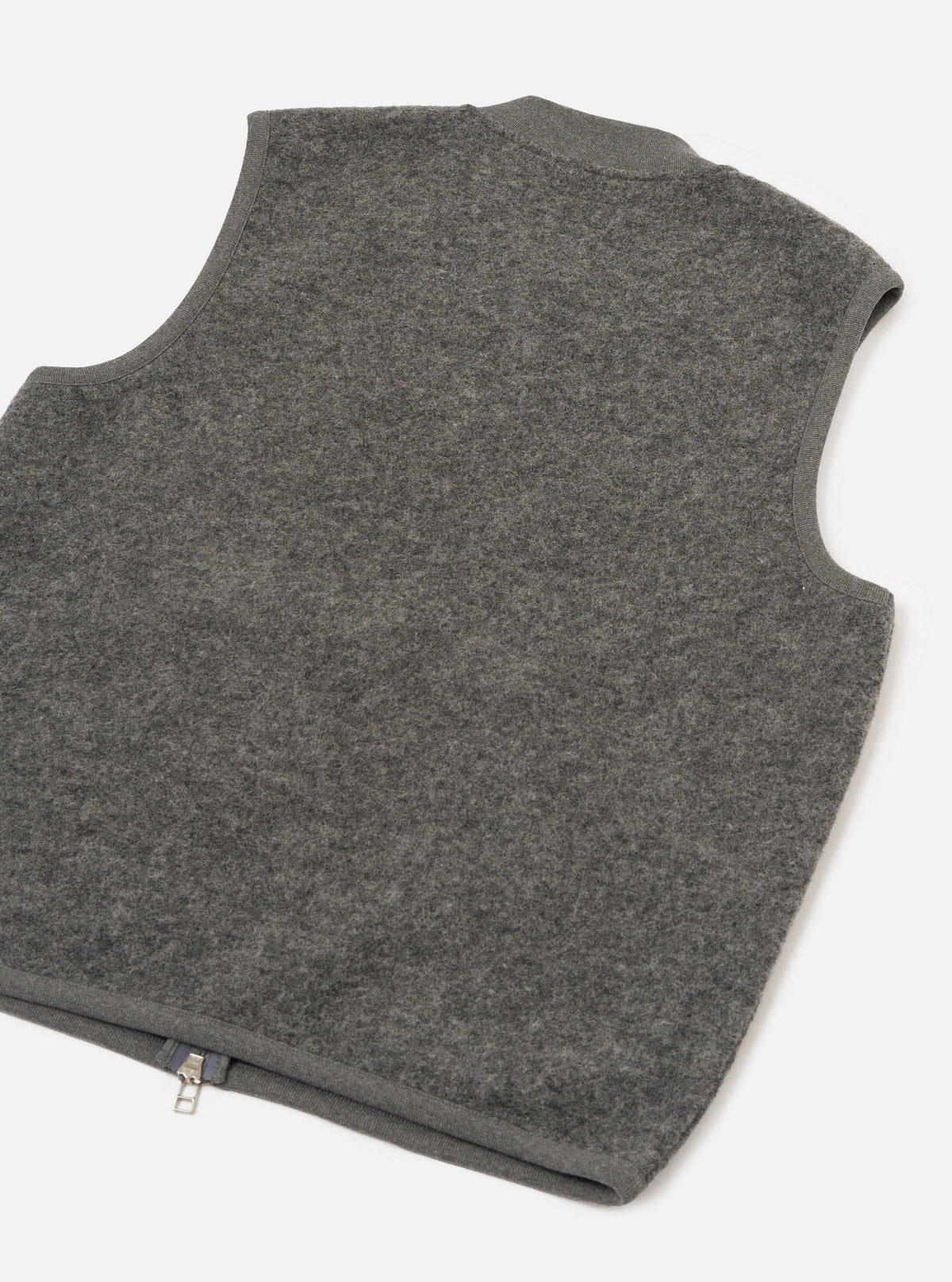 WOOL FLEECE ZIP WAISTCOAT - GREY MARL