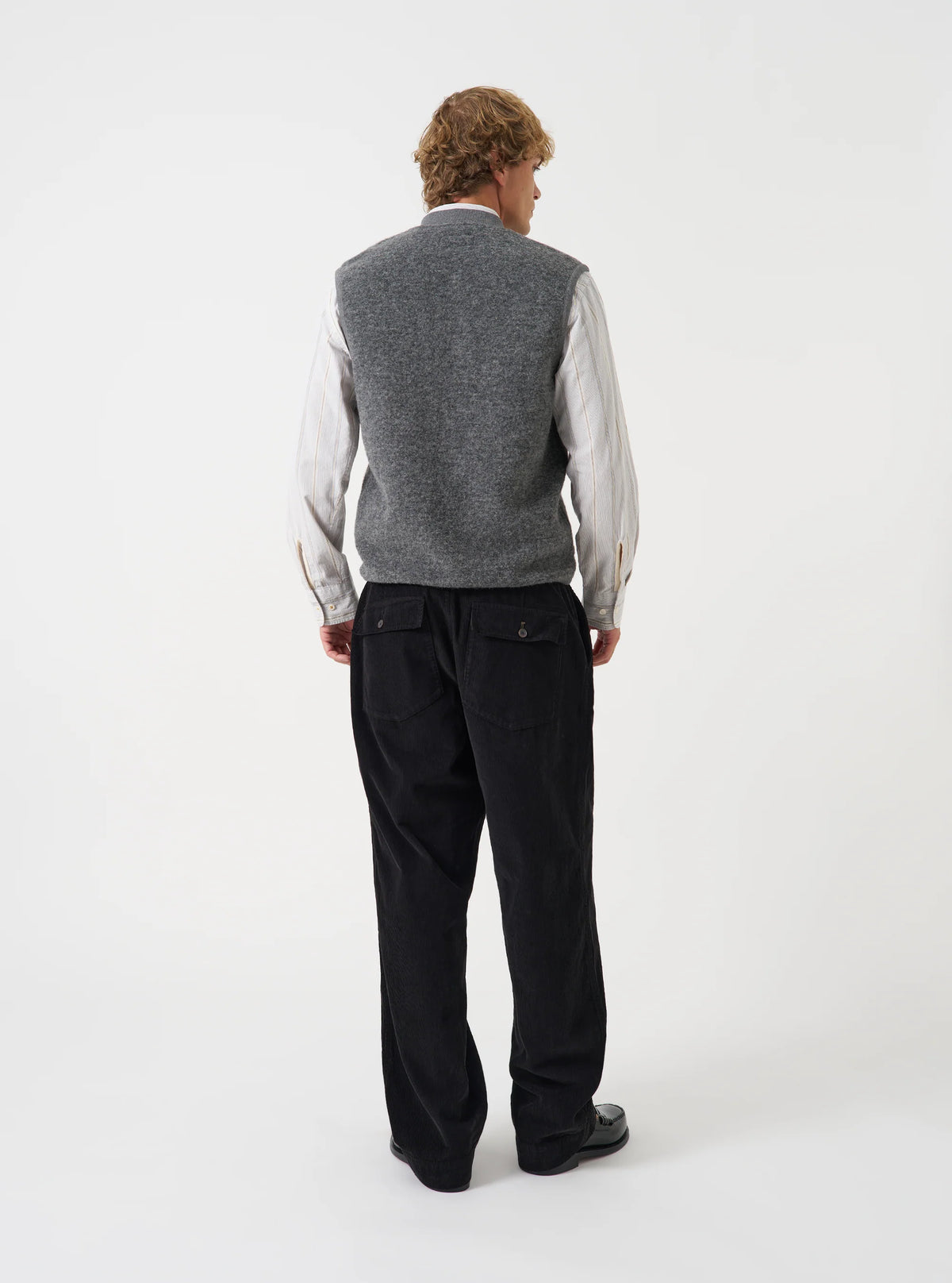 WOOL FLEECE ZIP WAISTCOAT - GREY MARL
