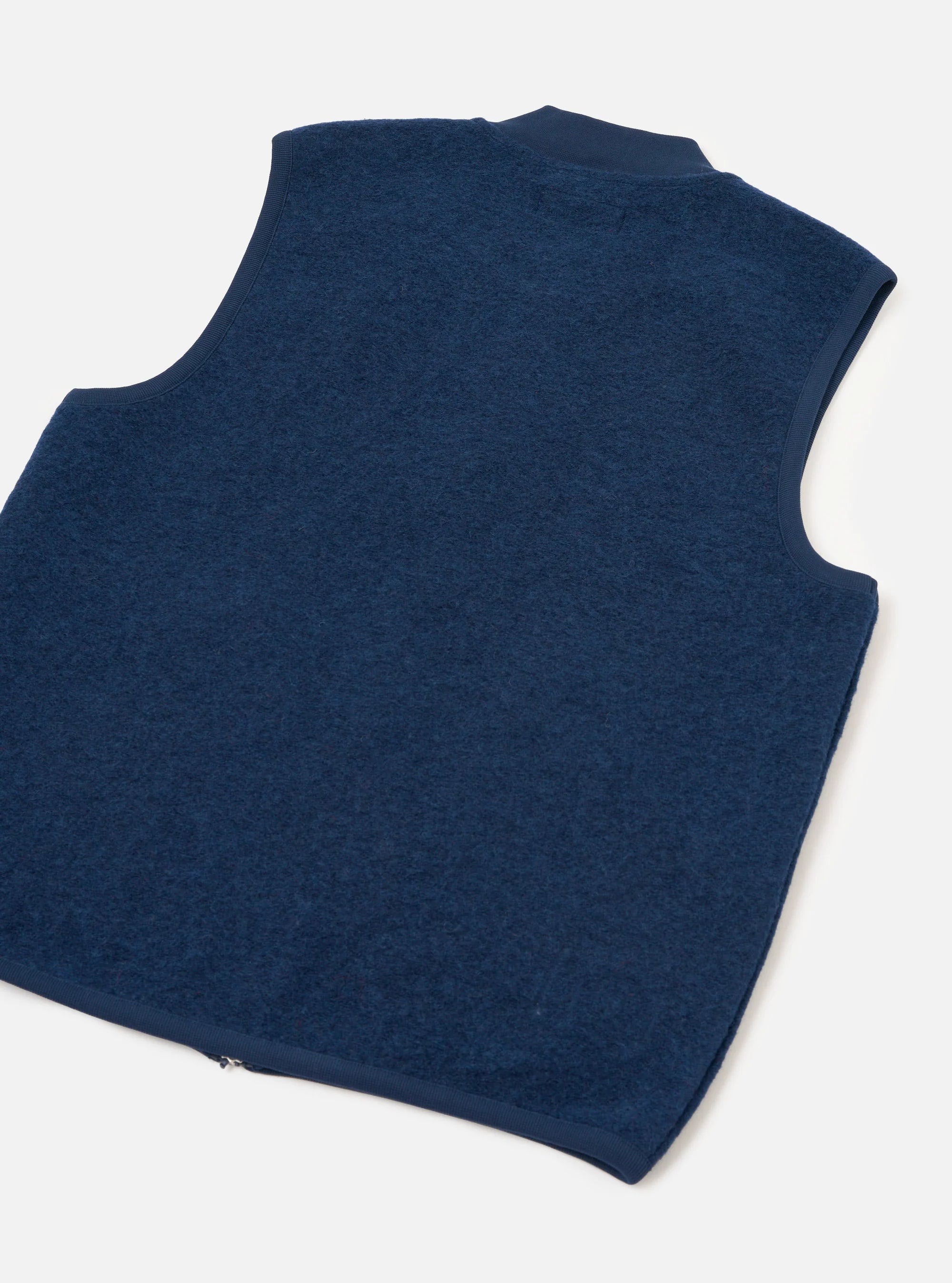 WOOL FLEECE ZIP WAISTCOAT - INDIGO
