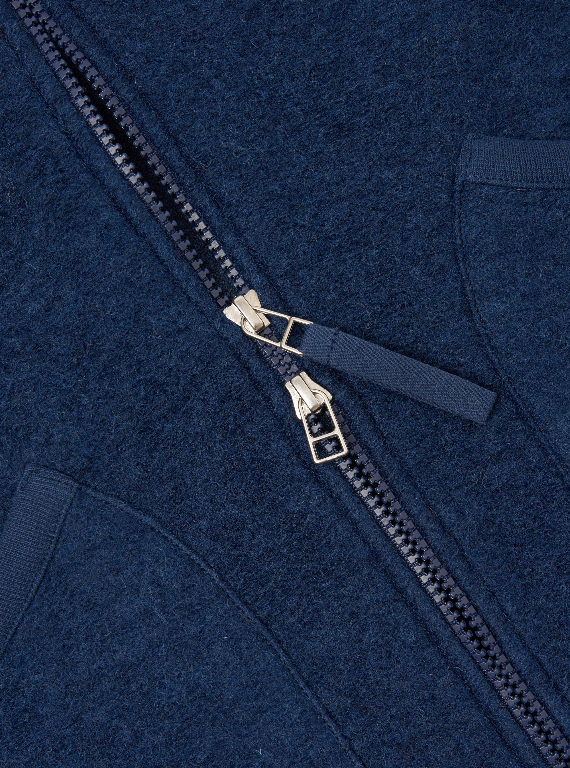 WOOL FLEECE ZIP WAISTCOAT - INDIGO