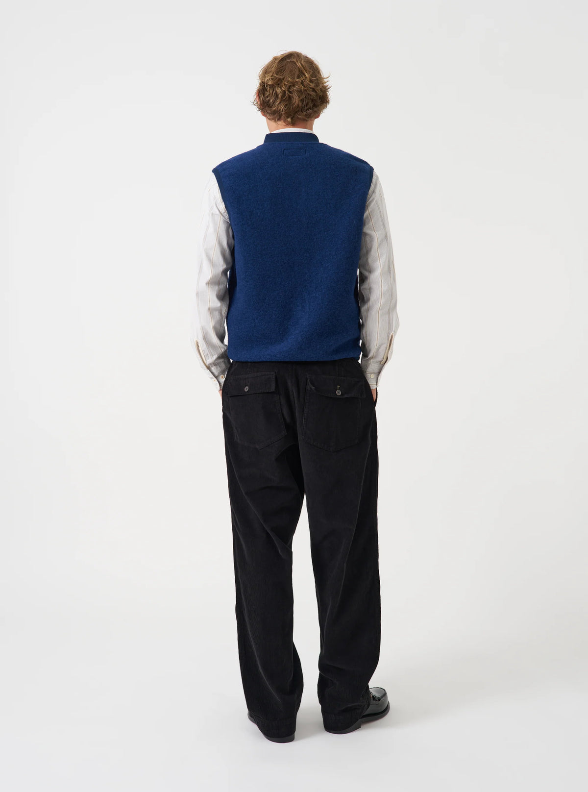 WOOL FLEECE ZIP WAISTCOAT - INDIGO