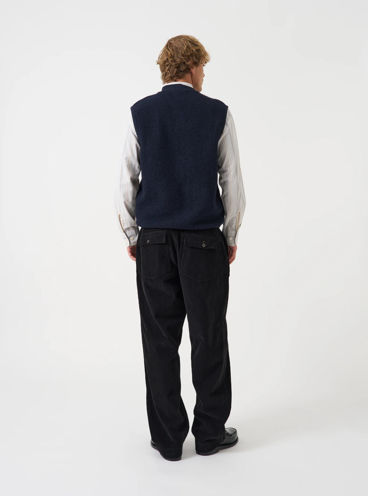 WOOL FLEECE ZIP WAISTCOAT - NAVY
