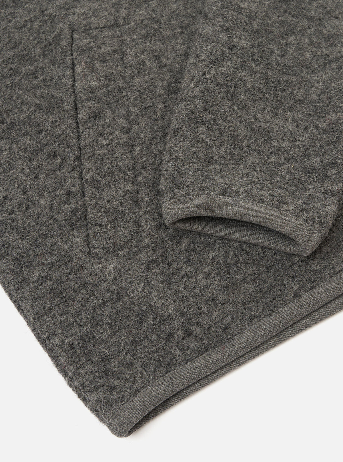 WOOL FLEECE ZIP BOMBER JACKET - GREY MARL
