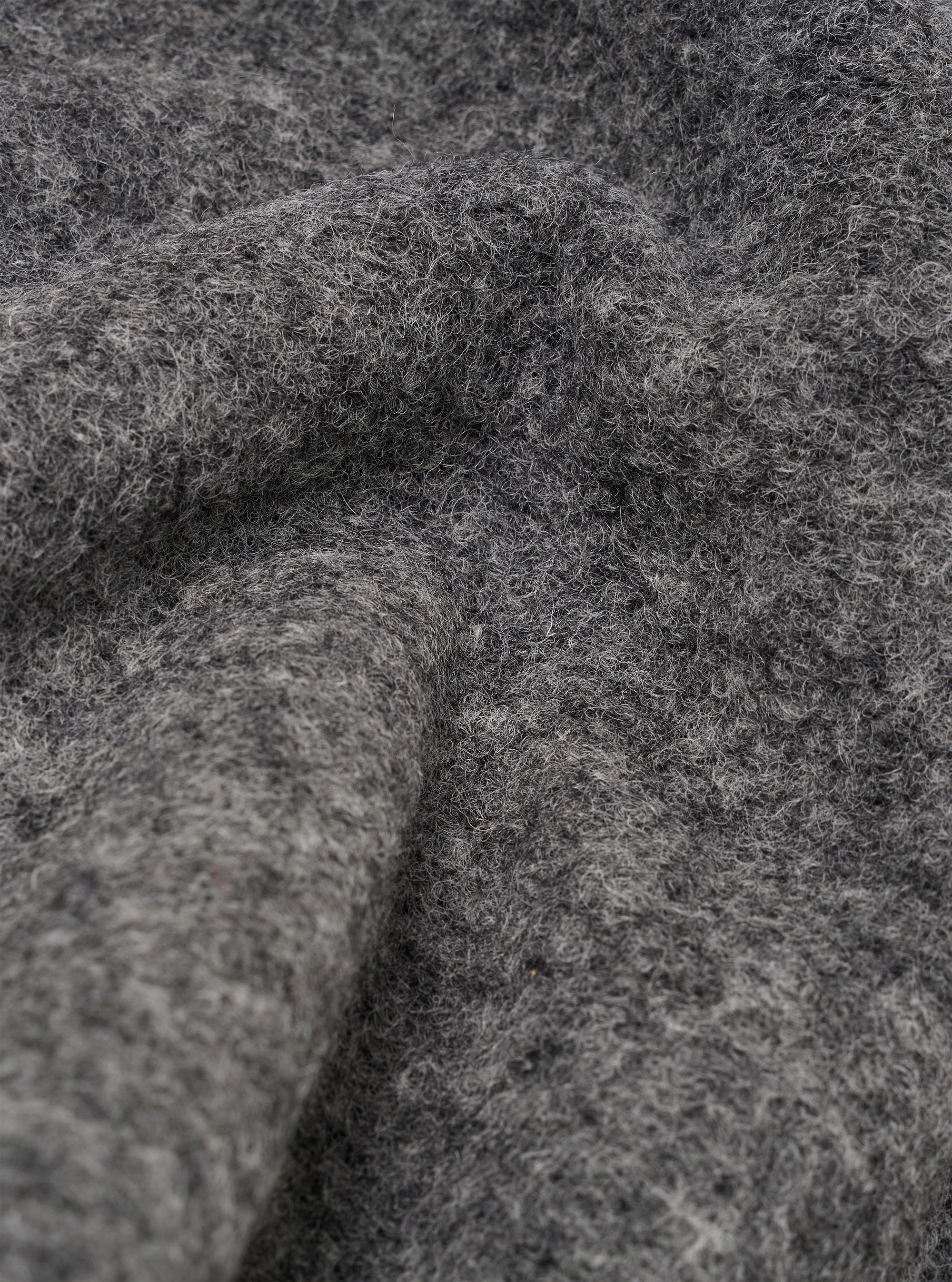 WOOL FLEECE ZIP BOMBER JACKET - GREY MARL