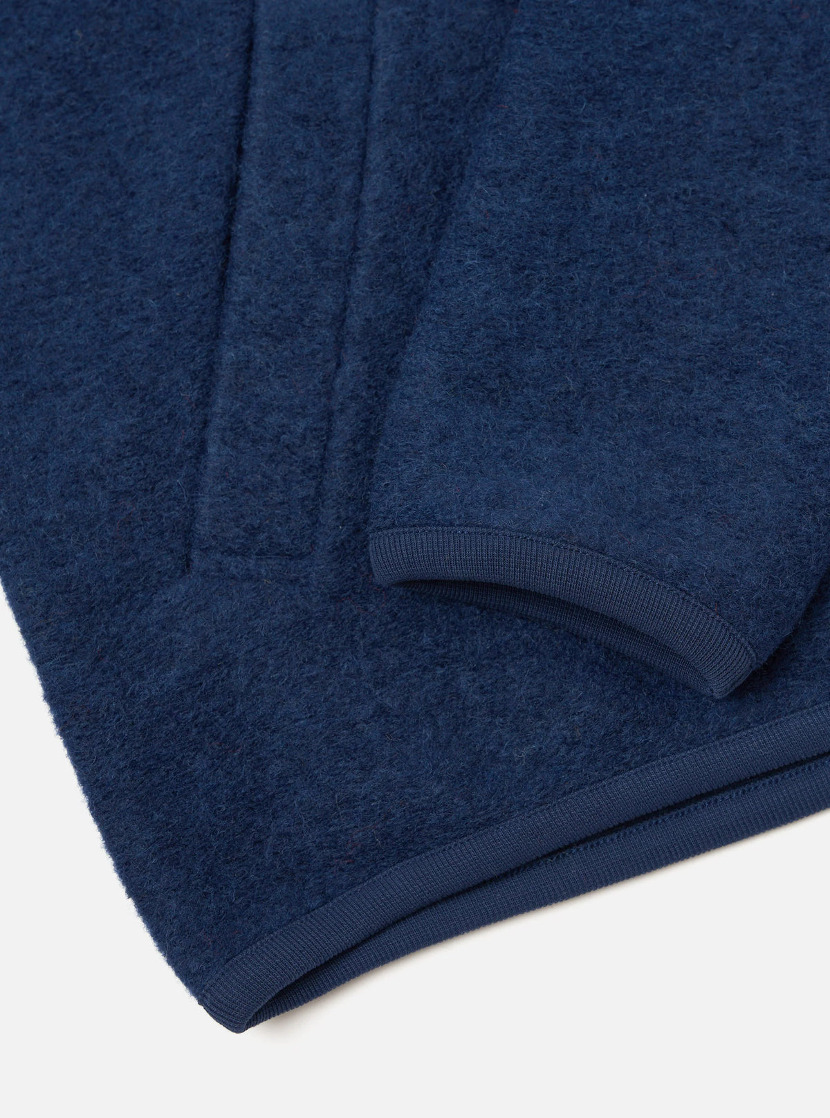 WOOL FLEECE ZIP BOMBER JACKET - INDIGO