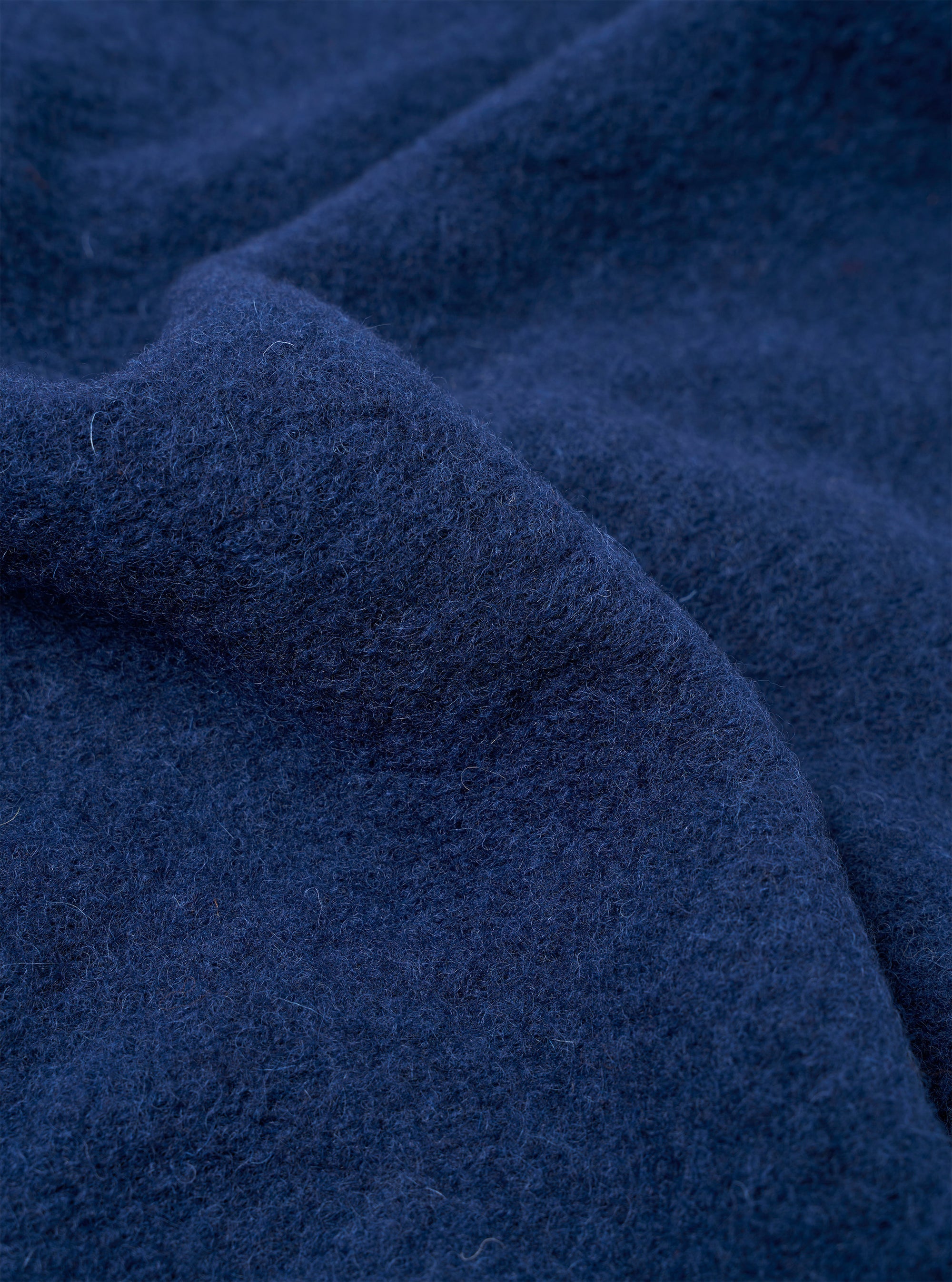 WOOL FLEECE ZIP BOMBER JACKET - INDIGO
