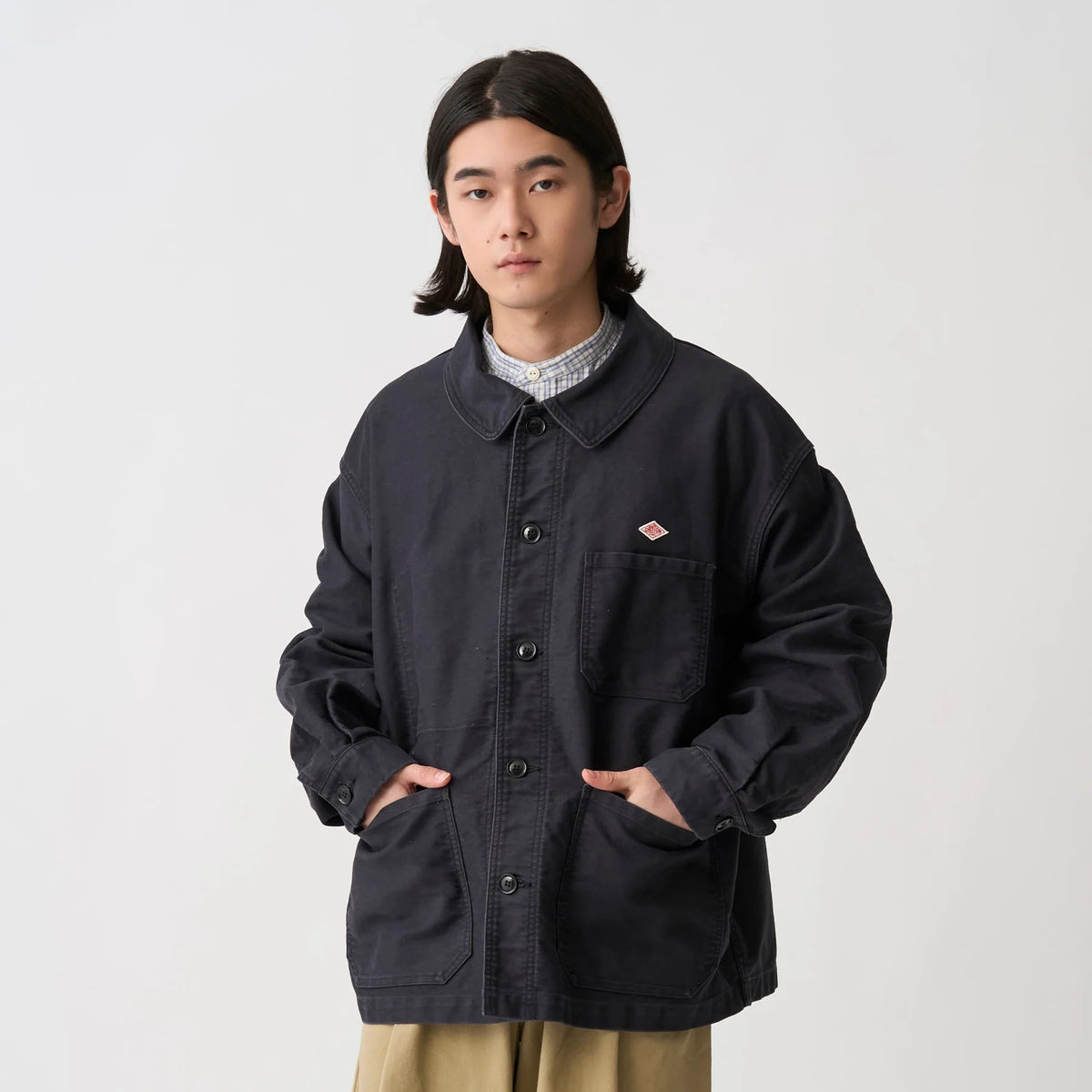 MOLESKINE WIDE COVERALLS JACKET - NAVY