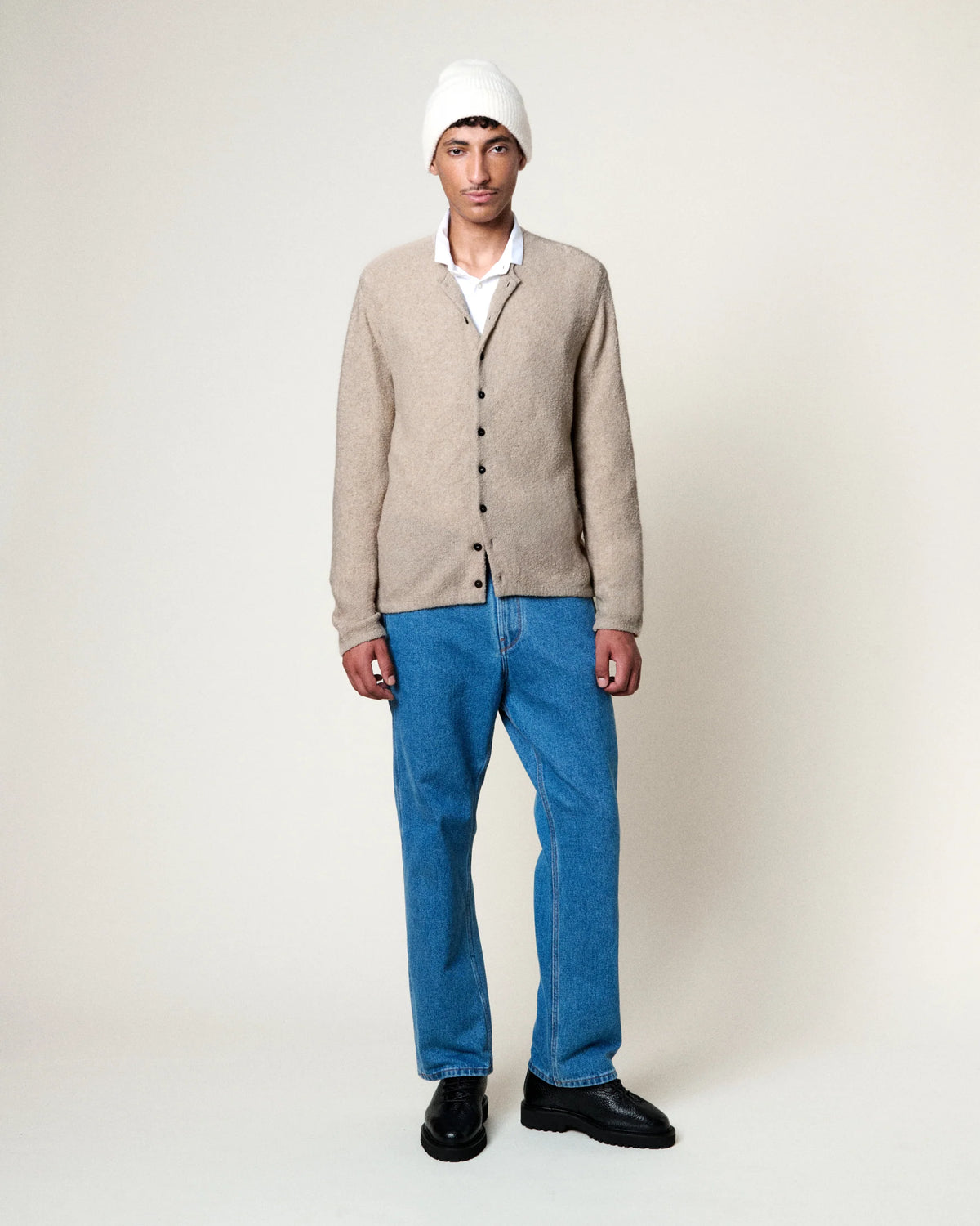 XAVIER CASH CARDIGAN - SAND