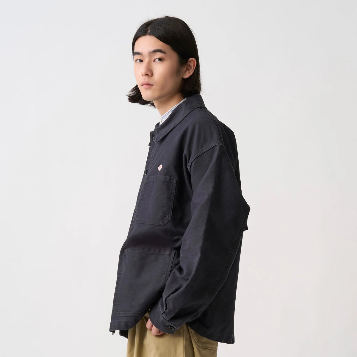 MOLESKINE WIDE COVERALLS JACKET - NAVY