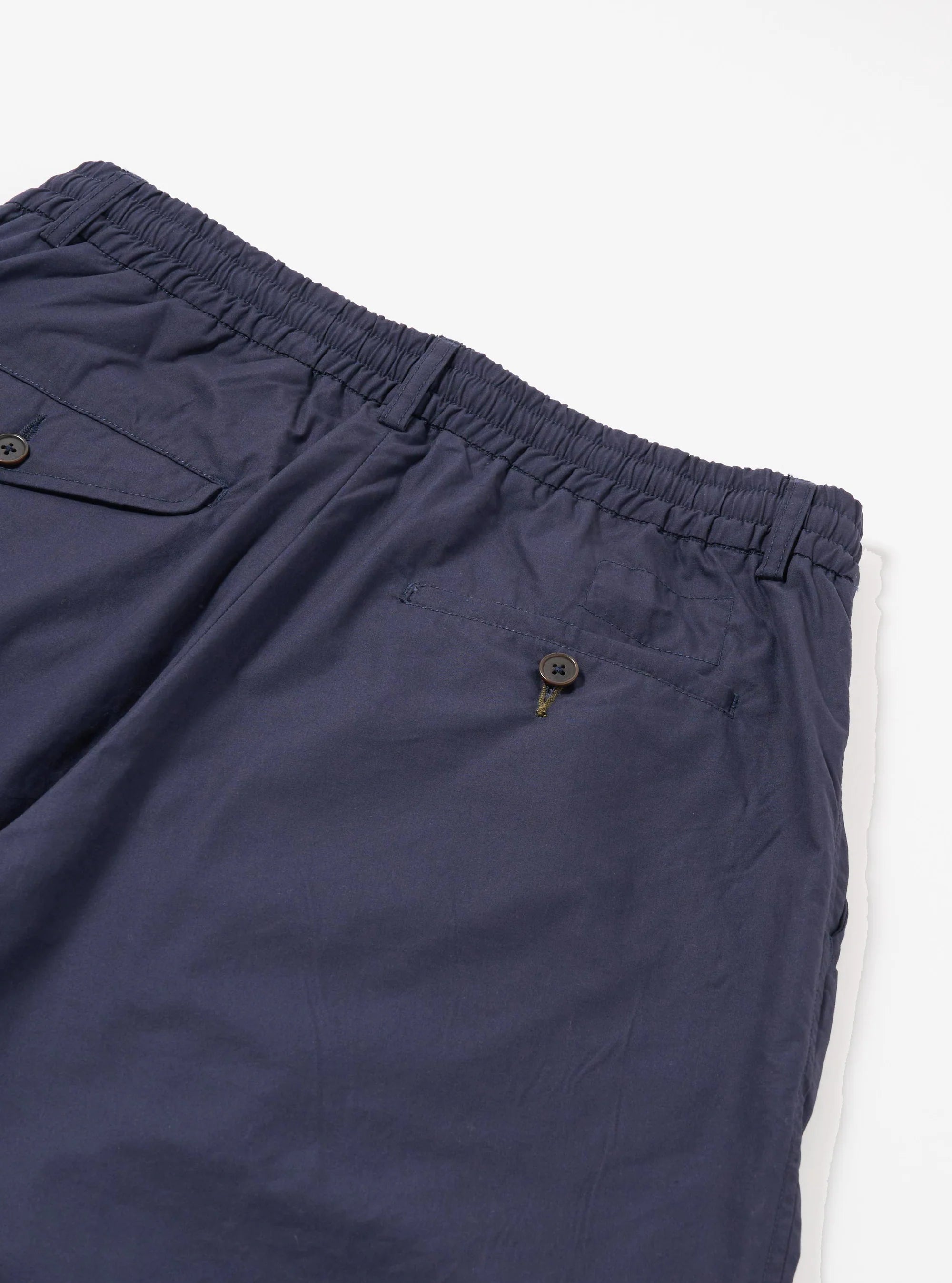 PLEATED TRACK SHORT - NAVY PEACHED POPLIN