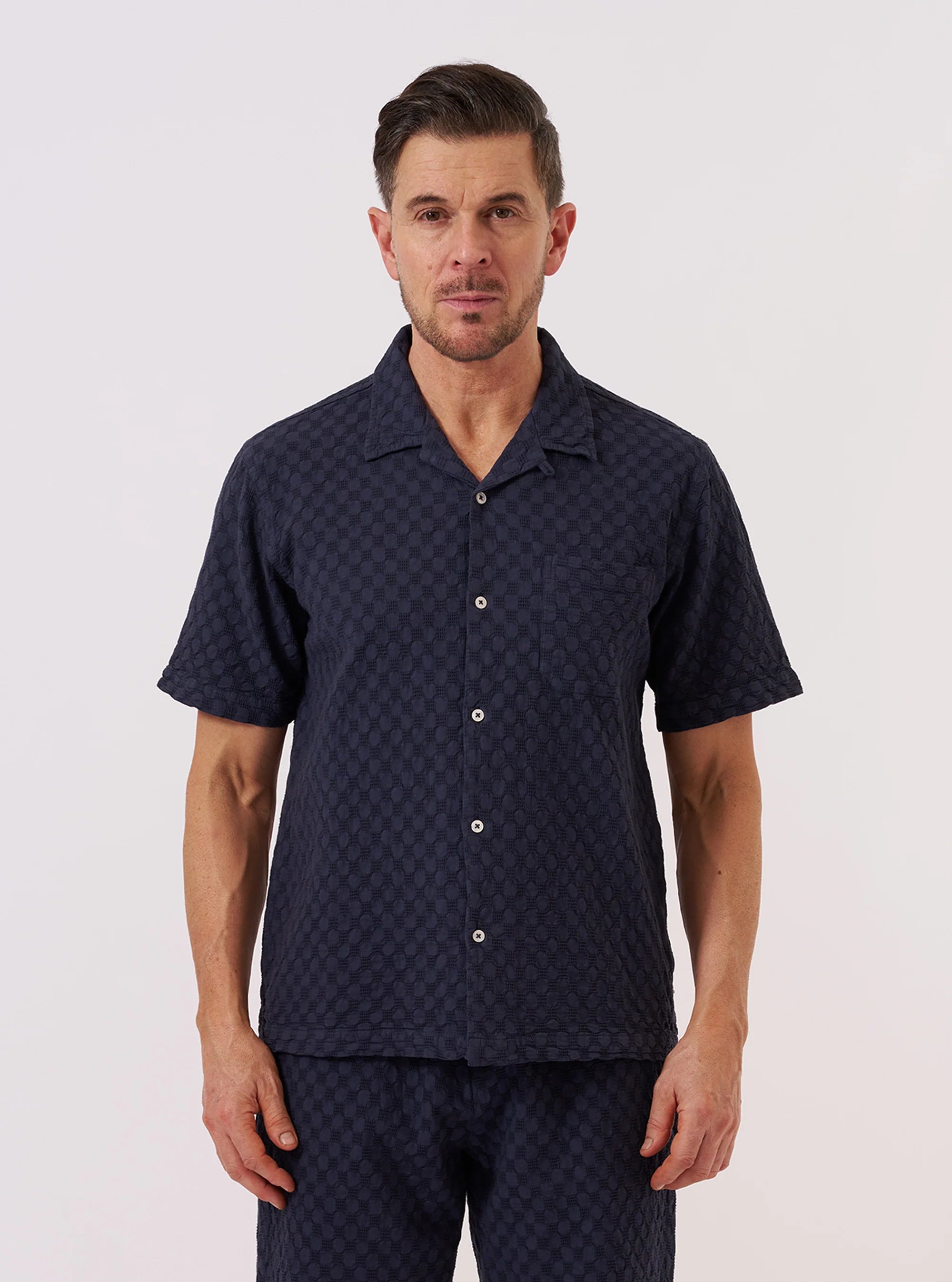 ROAD SHIRT - DOT WAFFLE NAVY