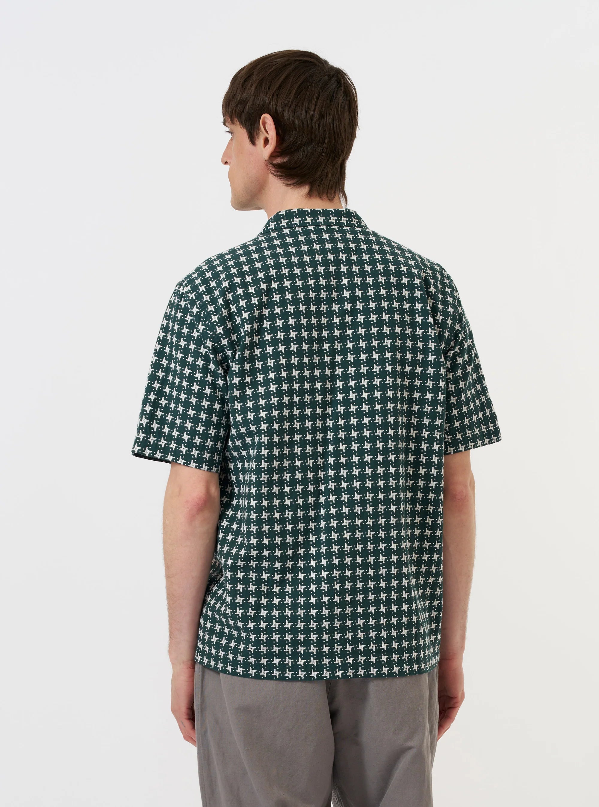 RHODES 8 COTTON ROAD SHIRT - GREEN/WHITE