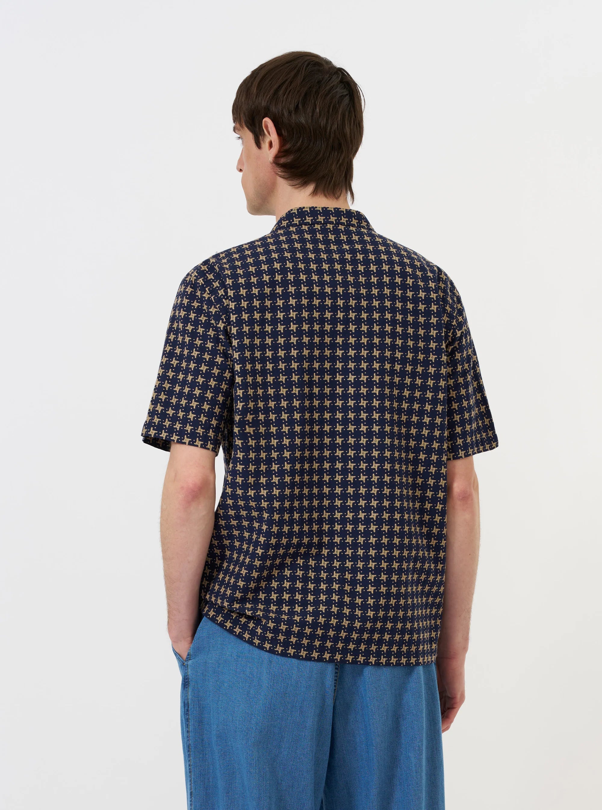 RHODES 8 COTTON ROAD SHIRT - NAVY/SAND