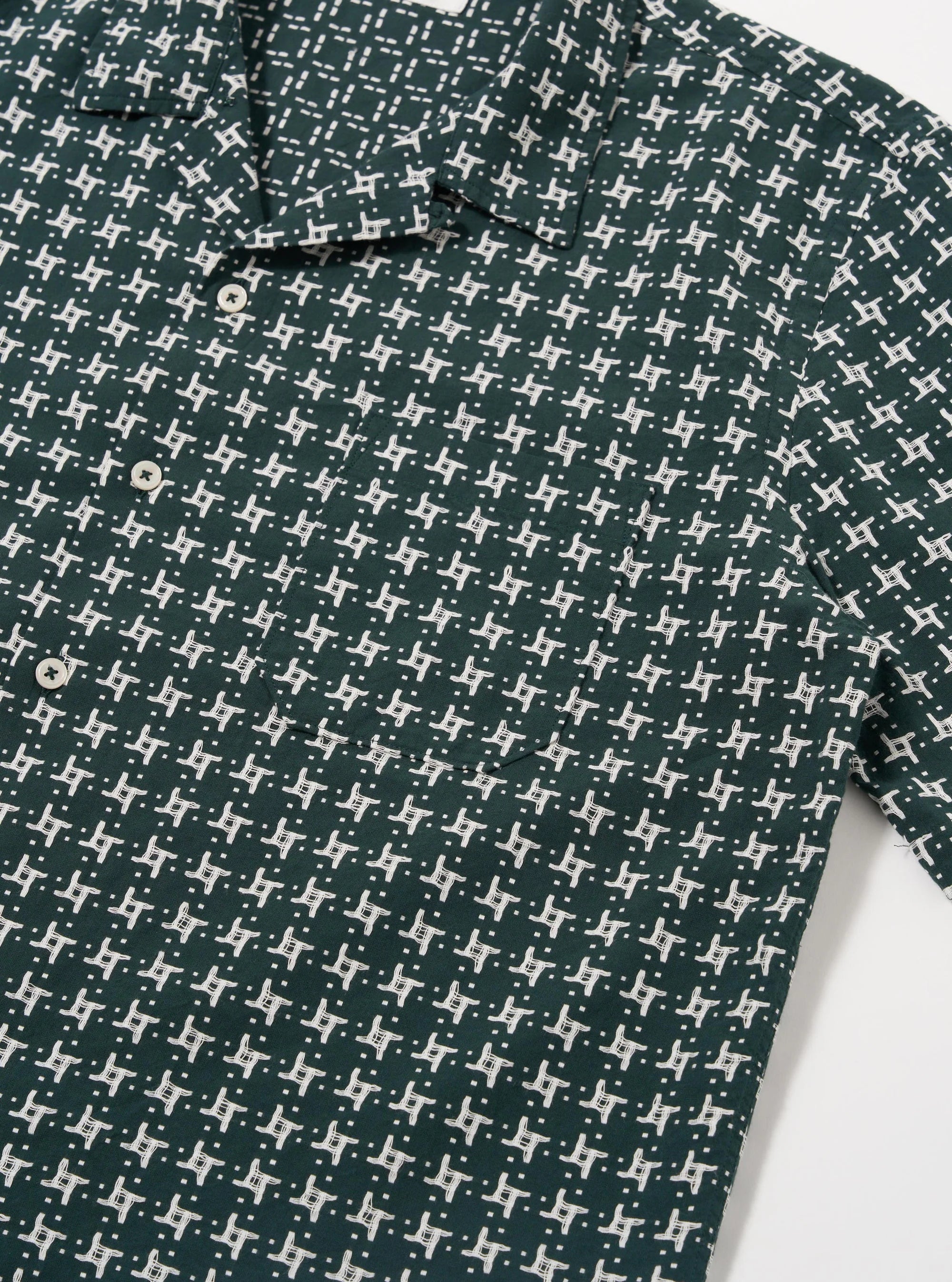 RHODES 8 COTTON ROAD SHIRT - GREEN/WHITE