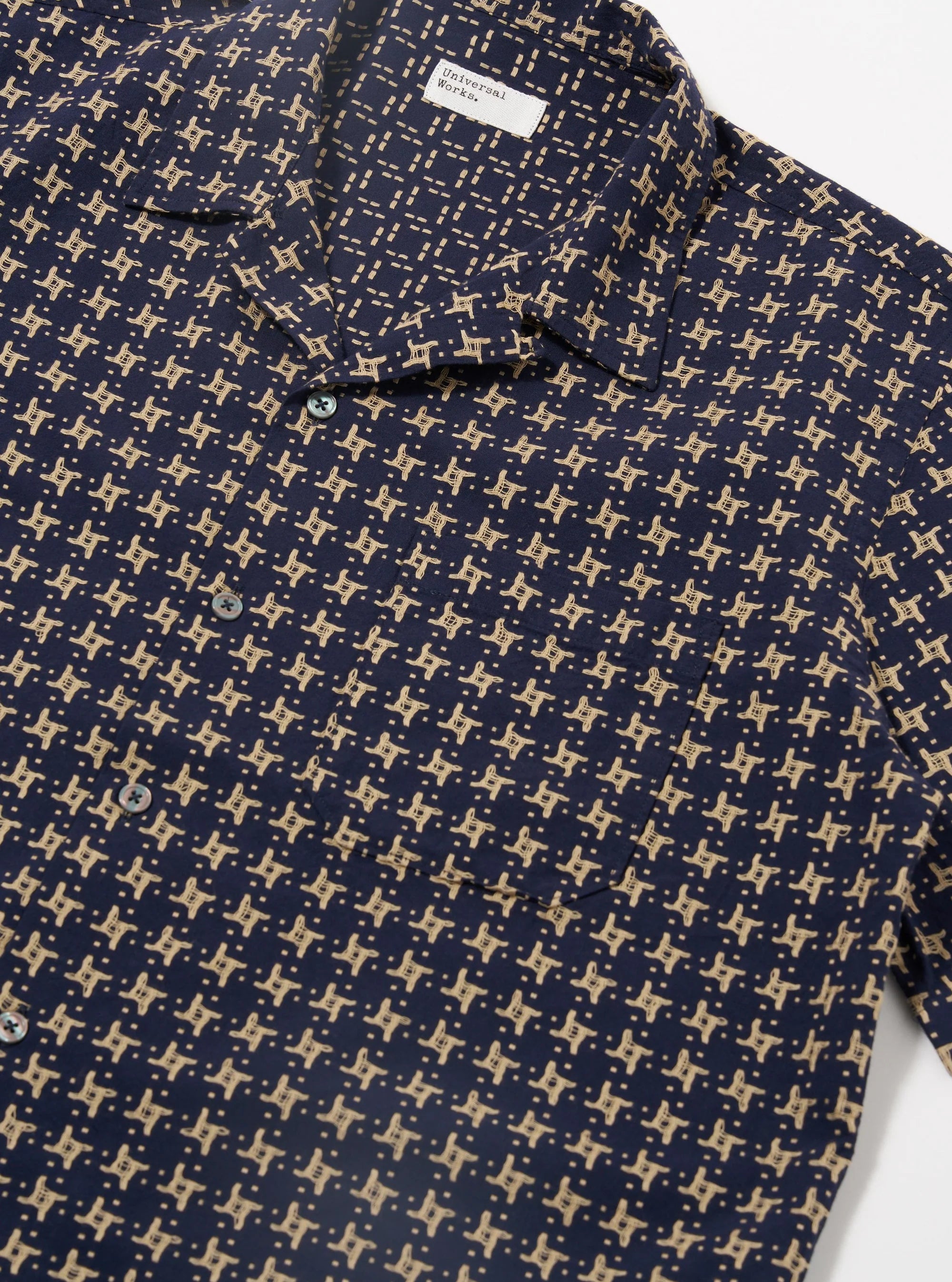 RHODES 8 COTTON ROAD SHIRT - NAVY/SAND