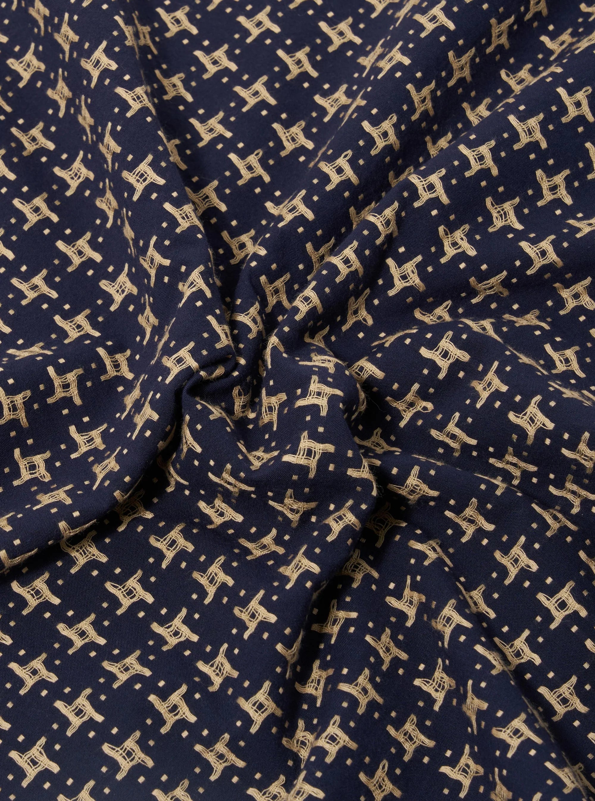 RHODES 8 COTTON ROAD SHIRT - NAVY/SAND