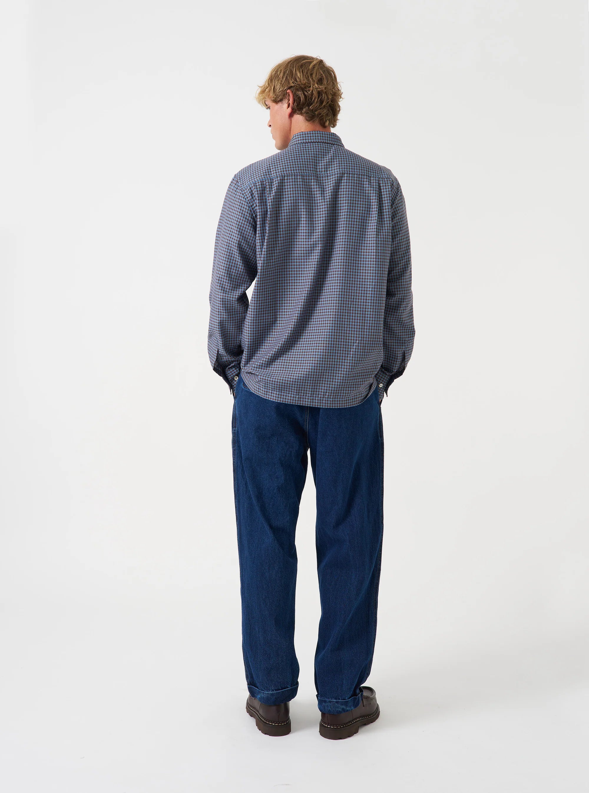 ATTENDANT SHIRT - BLUE/BROWN PARKER CHECK