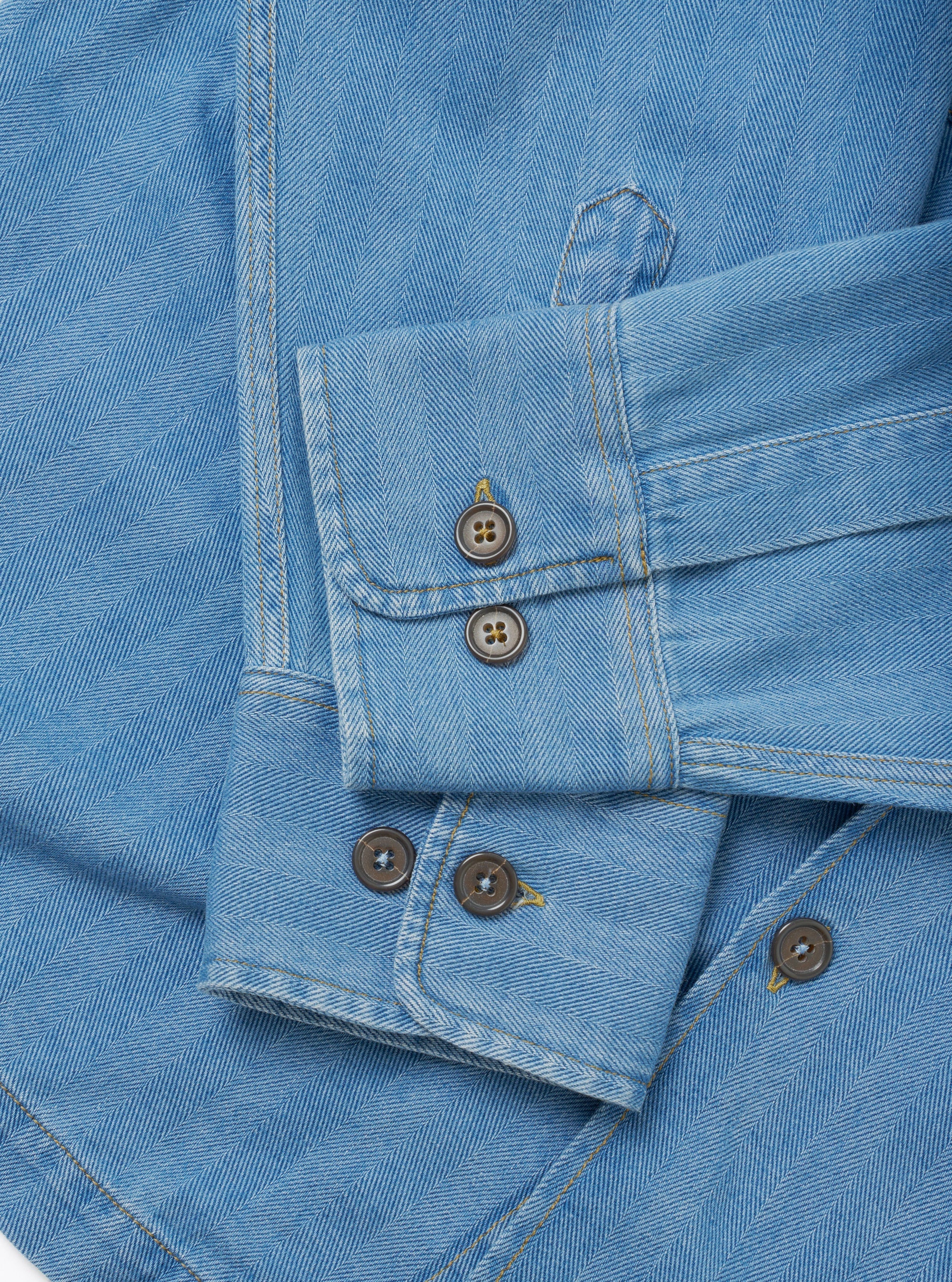 ATTENDANT SHIRT - WASHED INDIGO HERRINGBONE