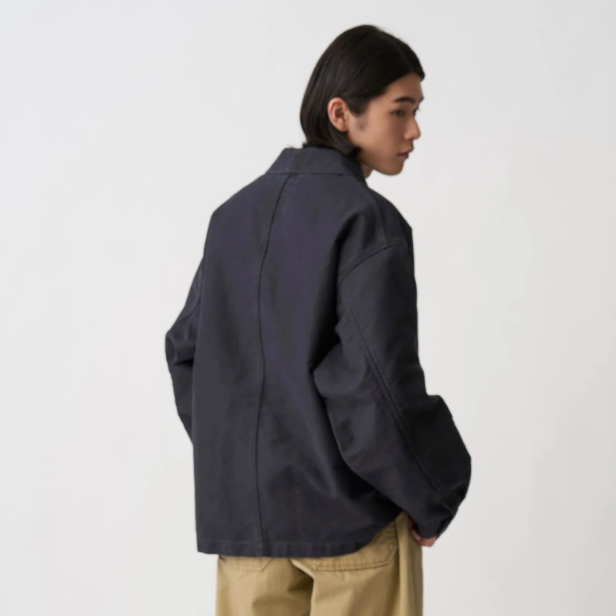 MOLESKINE WIDE COVERALLS JACKET - NAVY