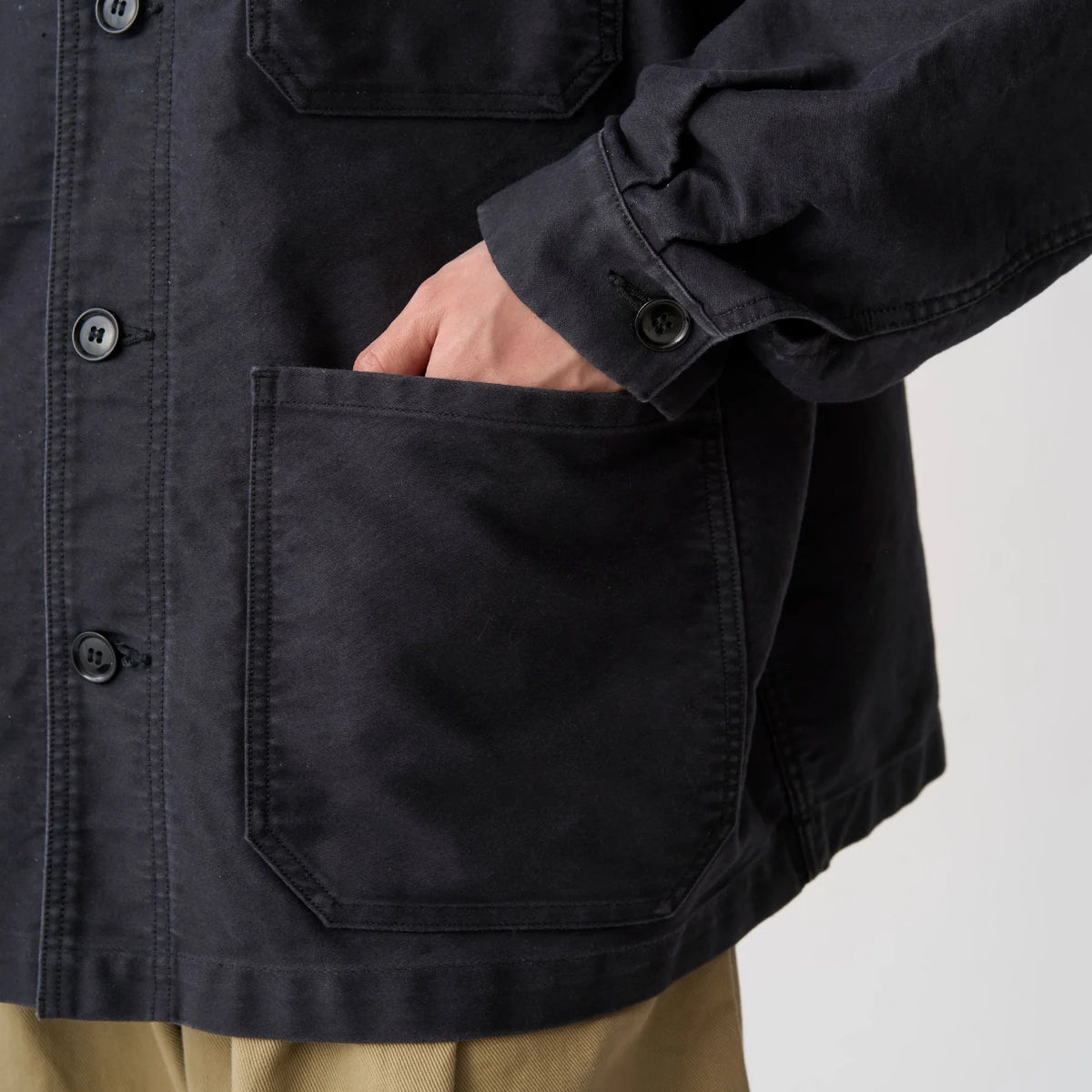 MOLESKINE WIDE COVERALLS JACKET - NAVY