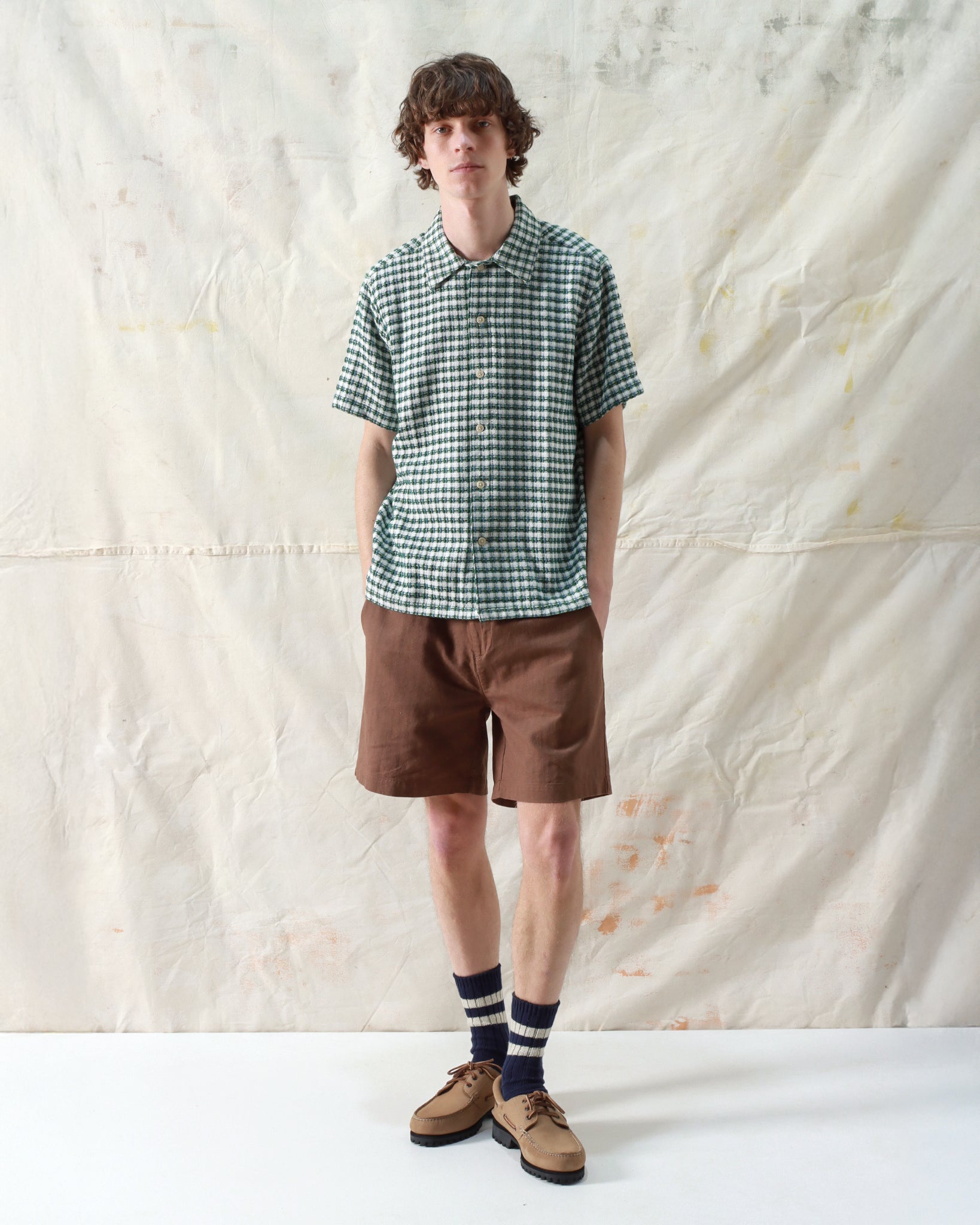 BUSEY SHIRT - DOBBY CHECK TROPICAL GREEN