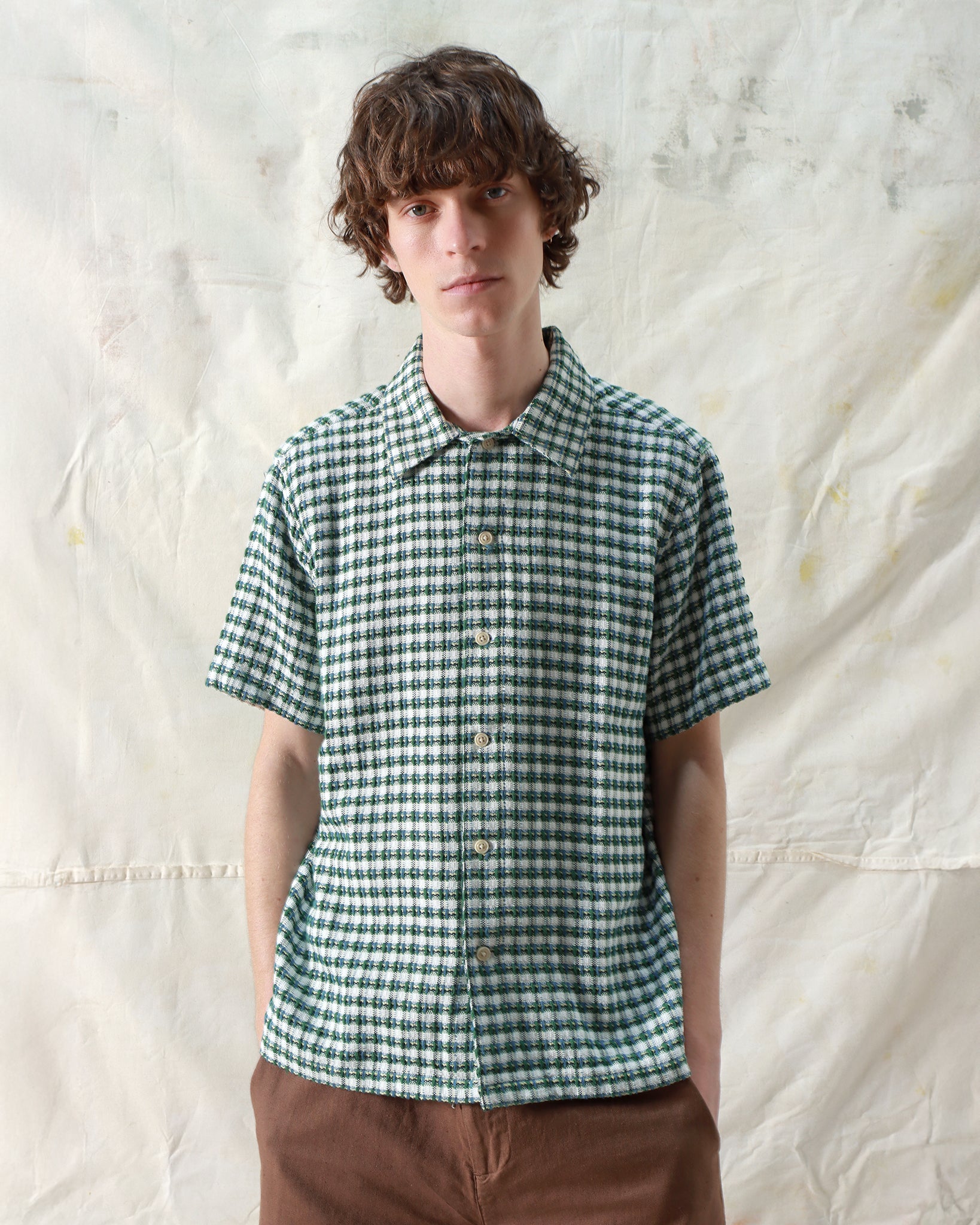 BUSEY SHIRT - DOBBY CHECK TROPICAL GREEN