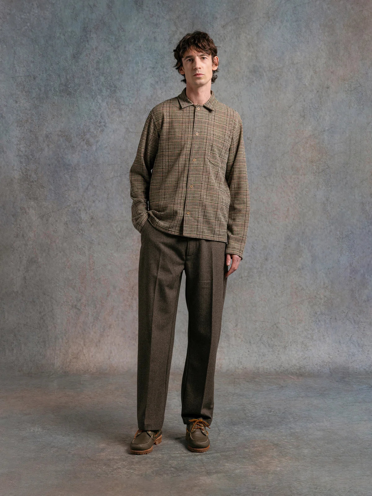 PORTREE OVERSHIRT - PEAT PRINTED CHECK JERSEY