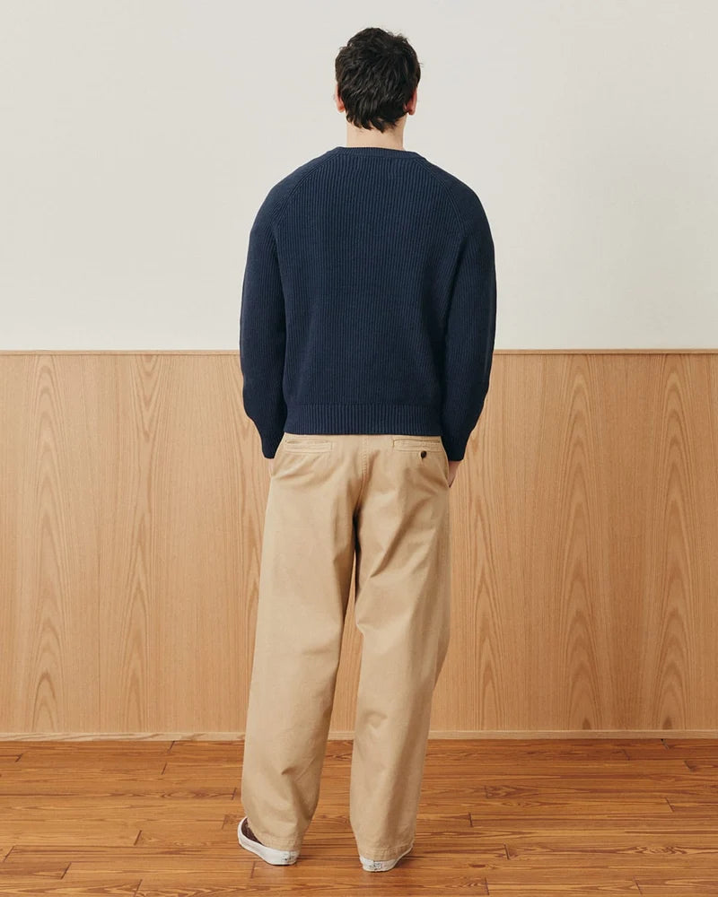 WASHED COTTON CREWNECK - NAVY