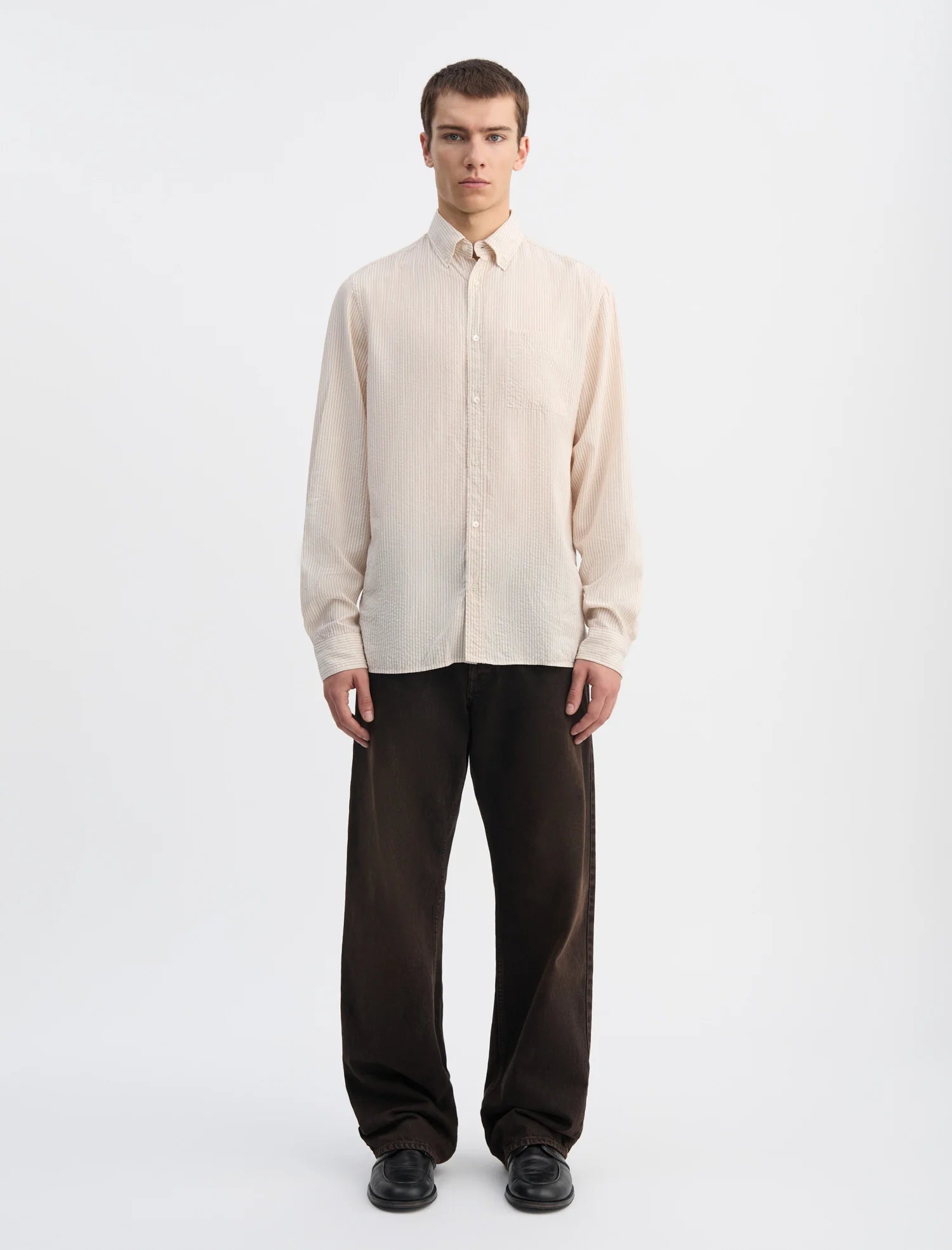 ANOTHER SHIRT 1.0 - ECRU BROWN STRIPE