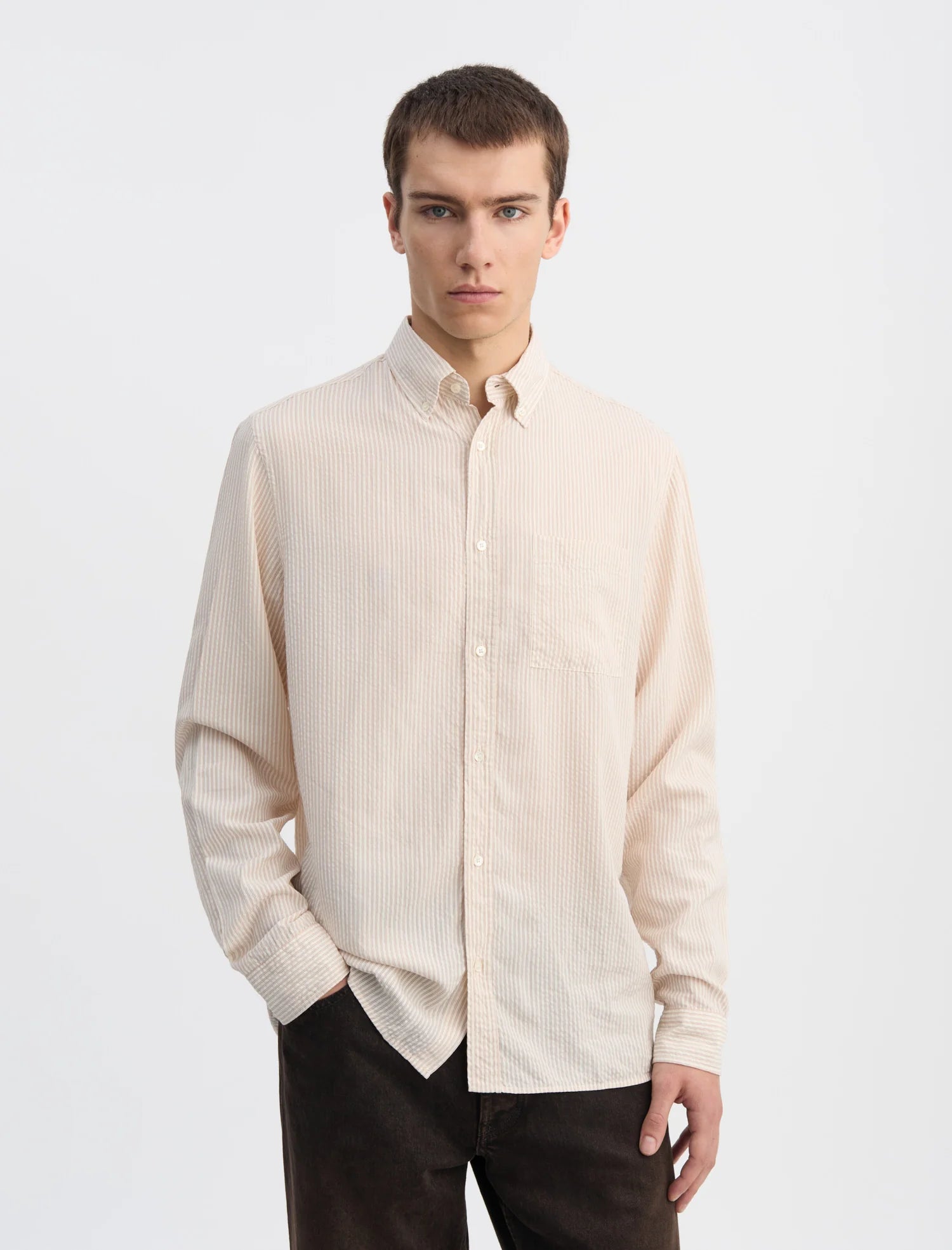 ANOTHER SHIRT 1.0 - ECRU BROWN STRIPE