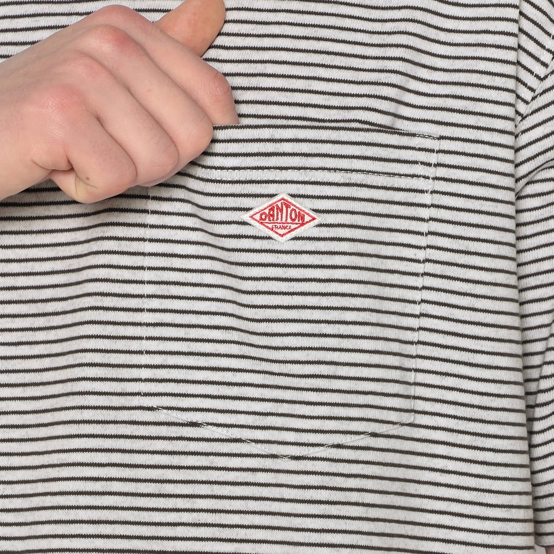 POCKET T-SHIRT - HEATHERWHITE/CHARCOAL