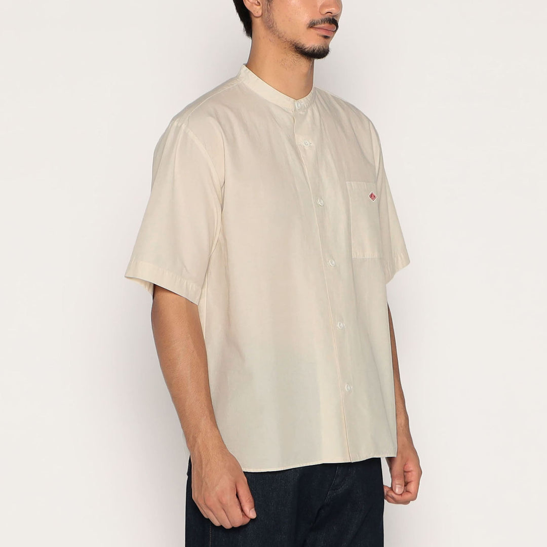 BAND COLLAR SS SHIRT - IVORY