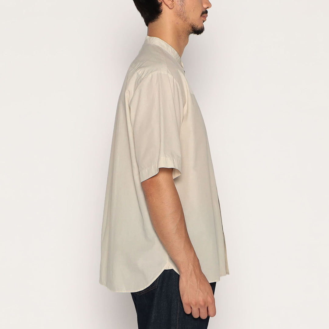 BAND COLLAR SS SHIRT - IVORY