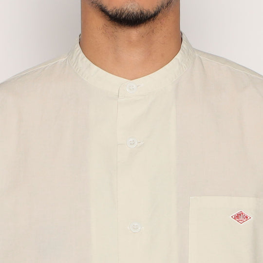 BAND COLLAR SS SHIRT - IVORY