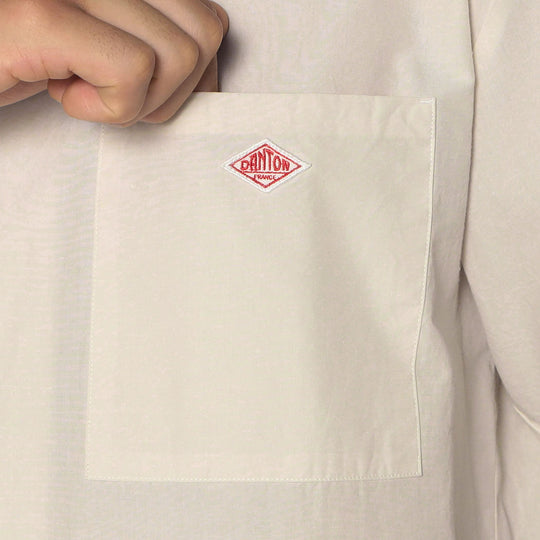 BAND COLLAR SS SHIRT - IVORY