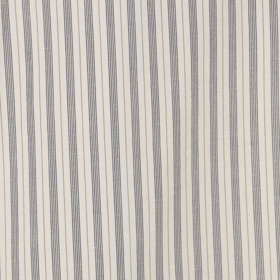 BAND COLLAR SS SHIRT - ECRU/CHARCOAL STRIPE