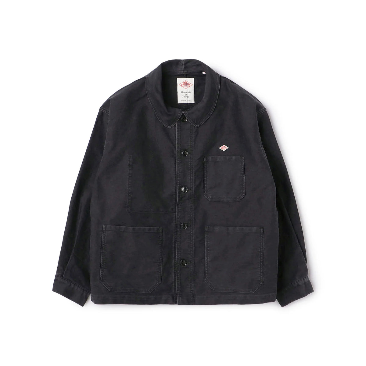 MOLESKINE WIDE COVERALLS JACKET - BLACK