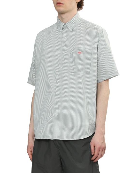 DOT BUTTON SS SHIRT - GREEN/WHITE STRIPES