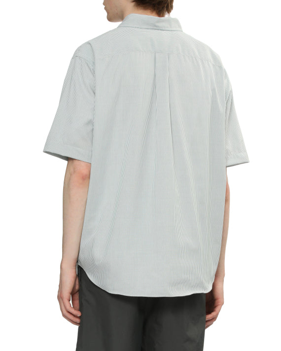 DOT BUTTON SS SHIRT - GREEN/WHITE STRIPES