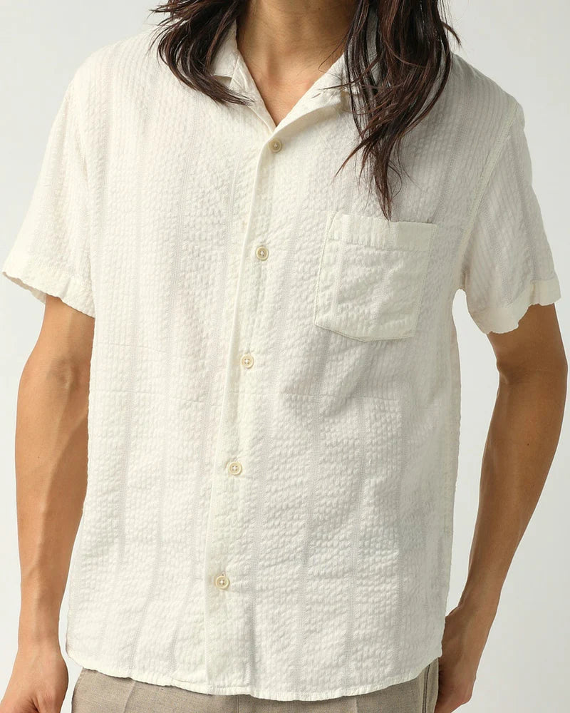 STRIPED SEERSUCKER SHIRT - WHITE