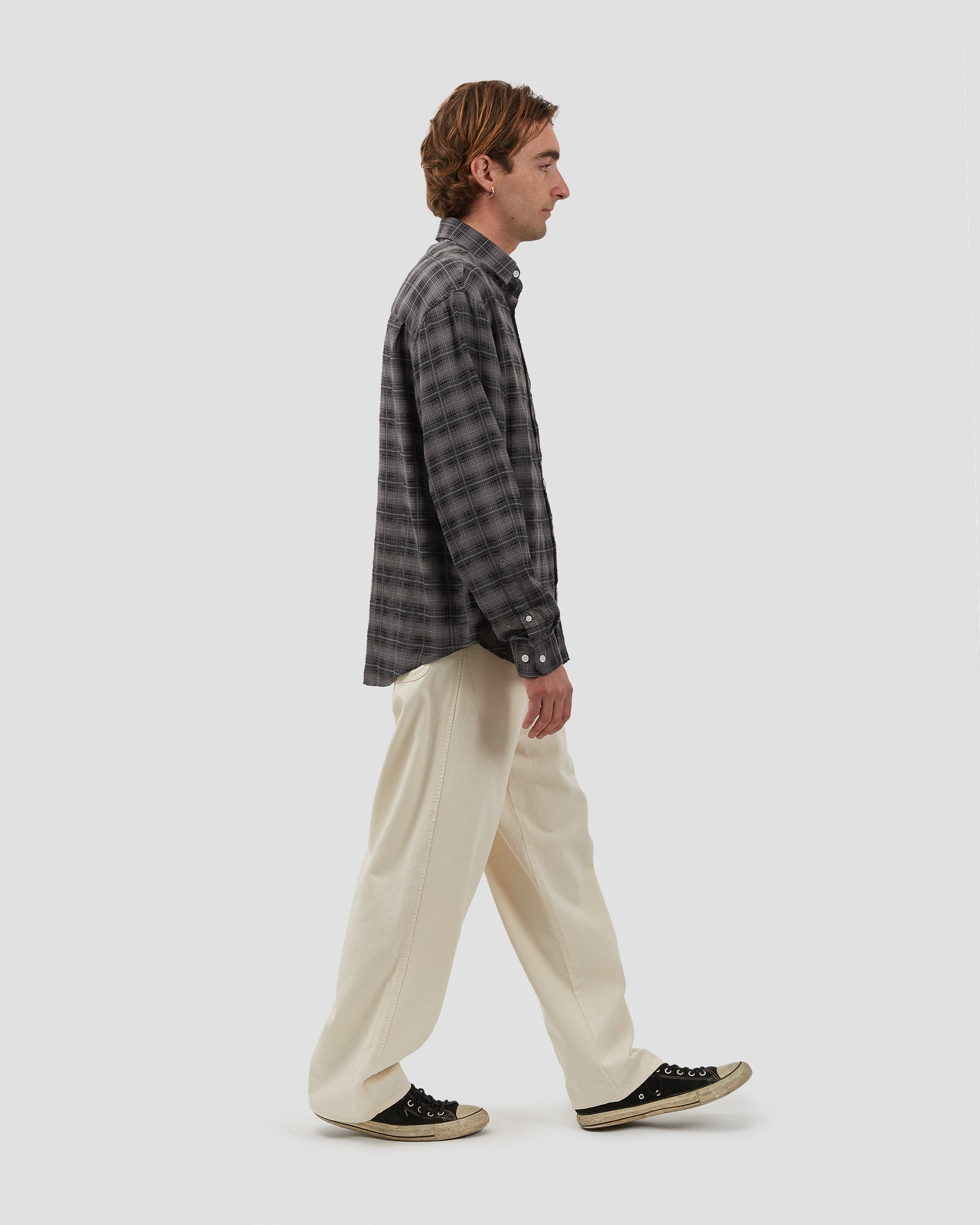 OVERSIZED SHIRT MERINO PLAID BLACK