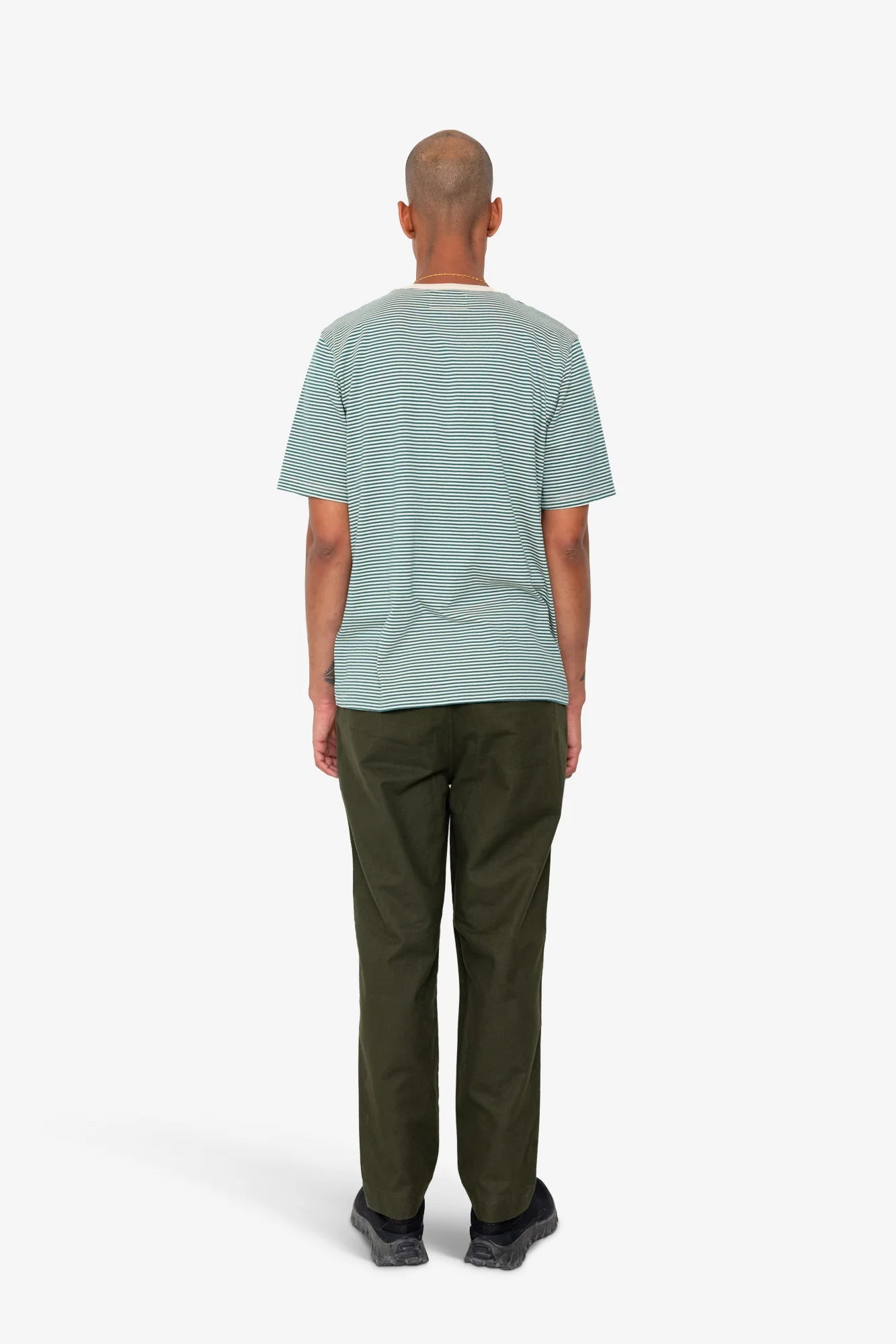 1x1 STRIPED TEE - GREEN/ECRU