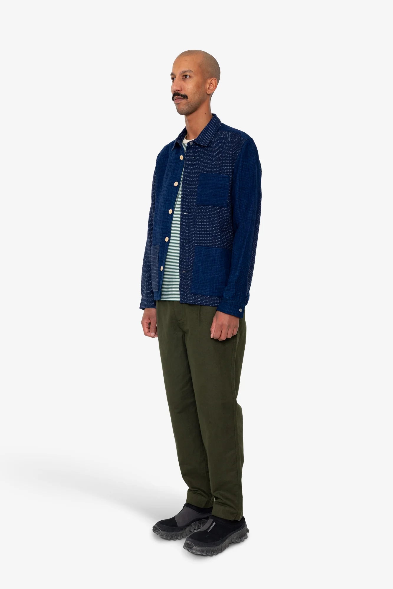 ASSEMBLY JACKET - INDIGO WAFFLE PATCHWORK