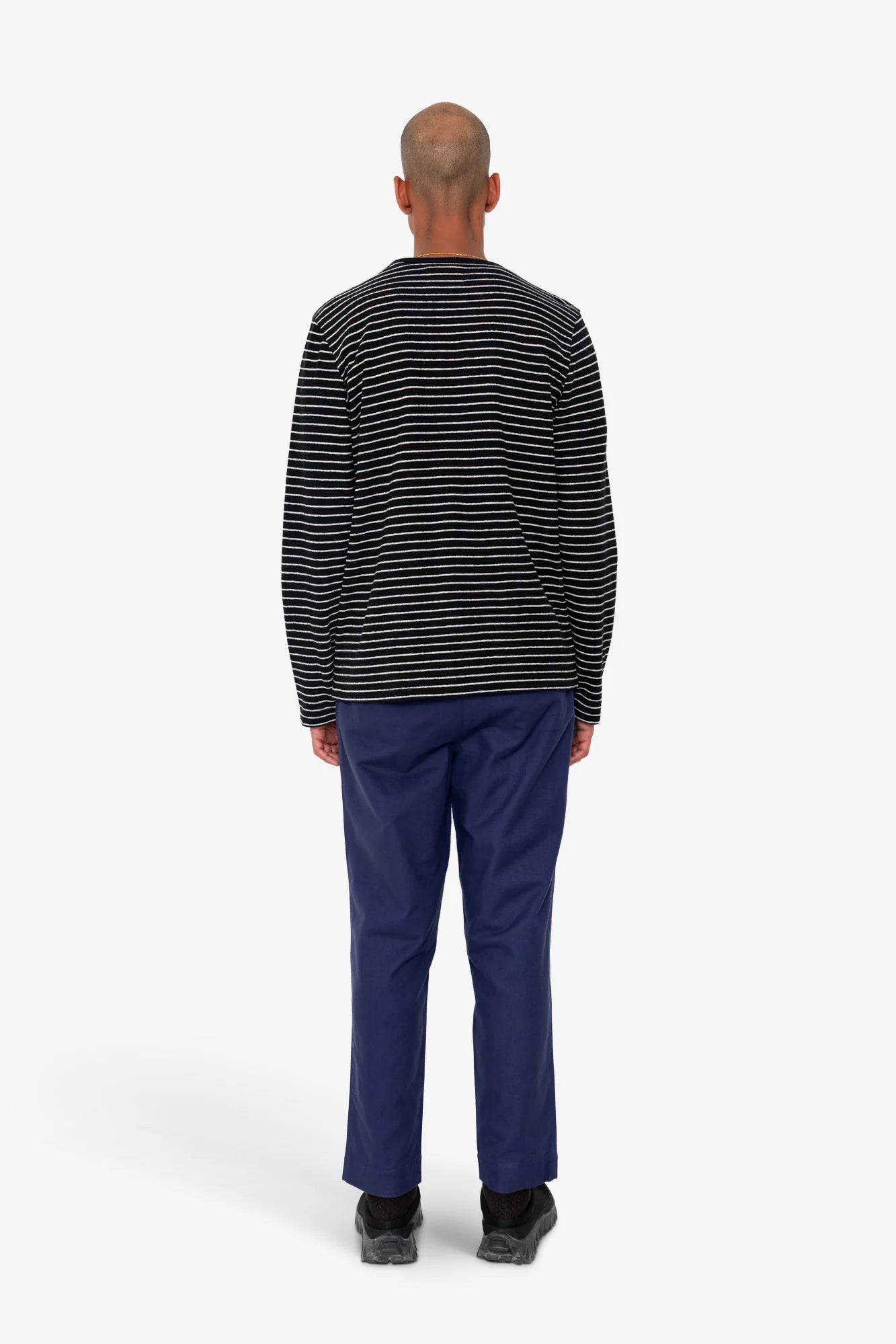 LONG SLEEVE TEXTURED TEE - BLACK/ECRU