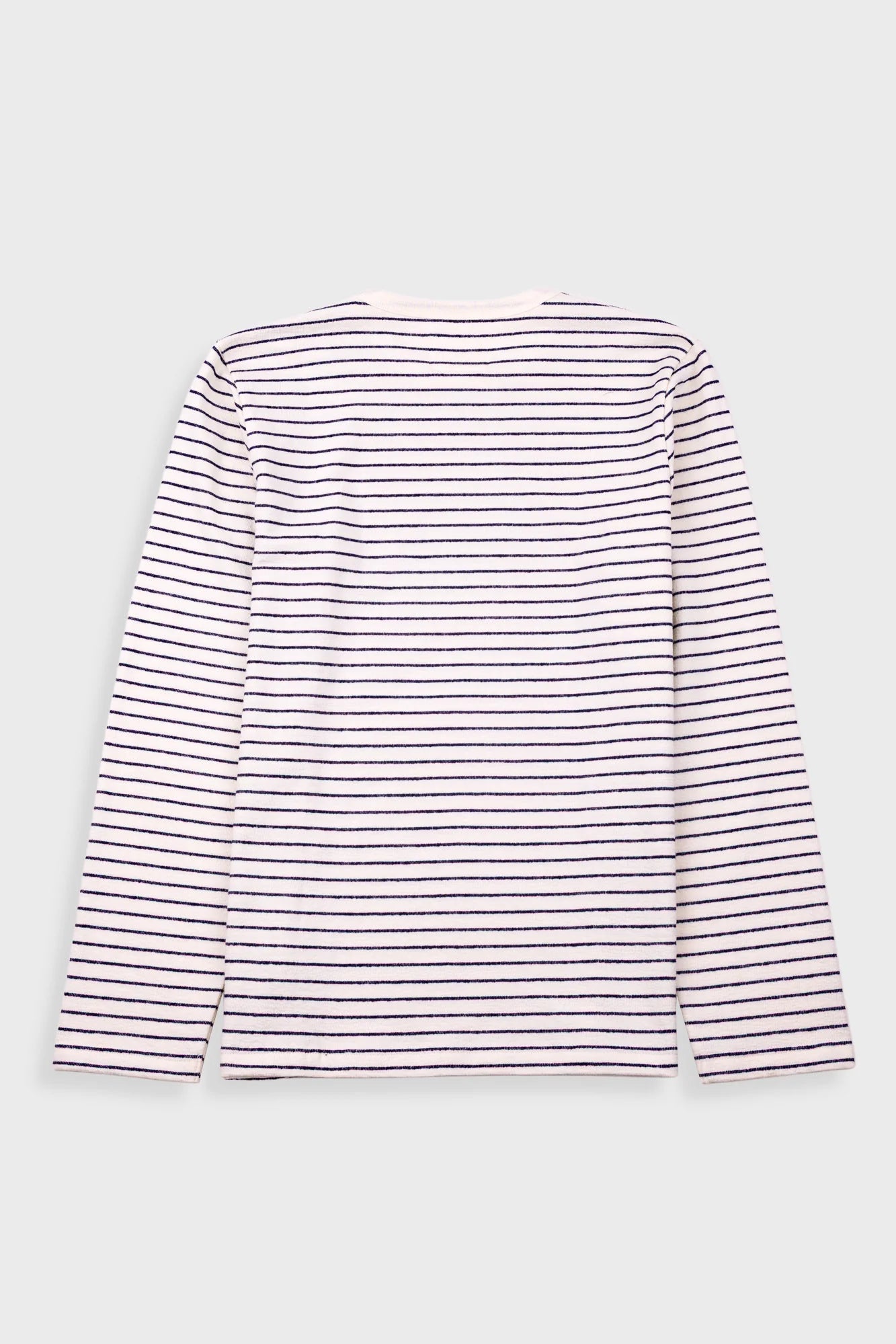 LONG SLEEVE TEXTURED TEE - ECRU/NAVY