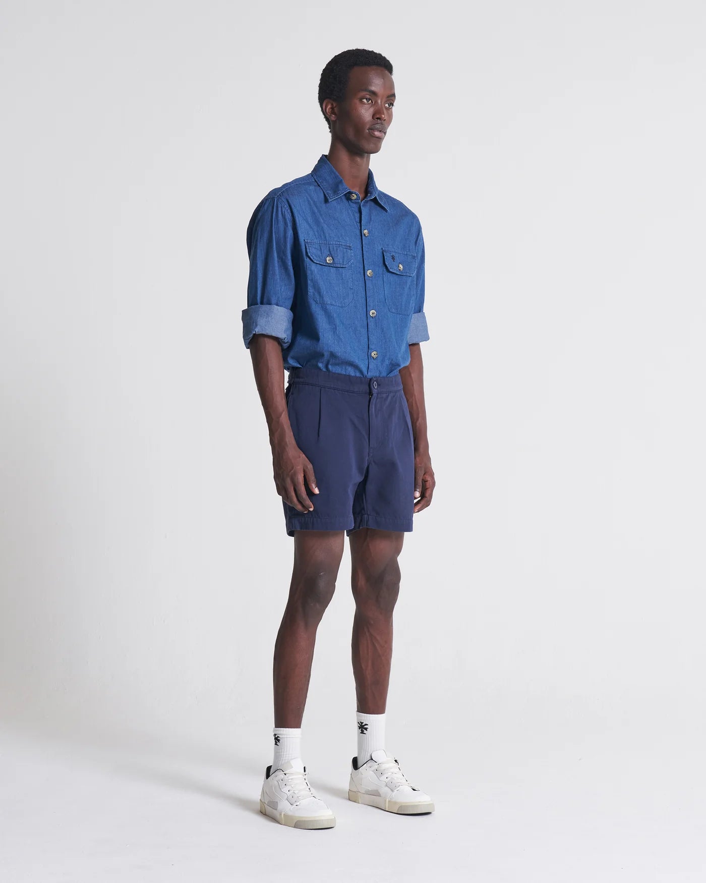 RELAXED COTTON SHORT - NAVY