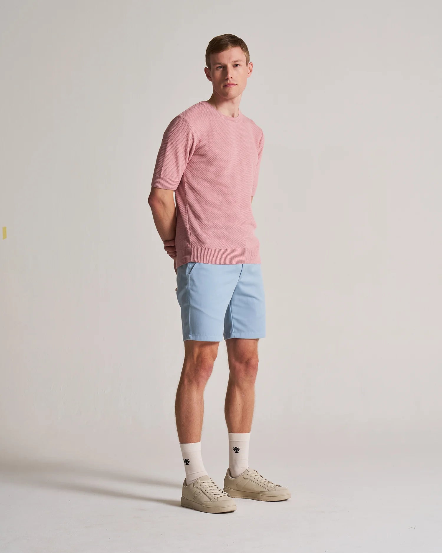 WAFFLE KNITTED TEE - DUSTY PINK
