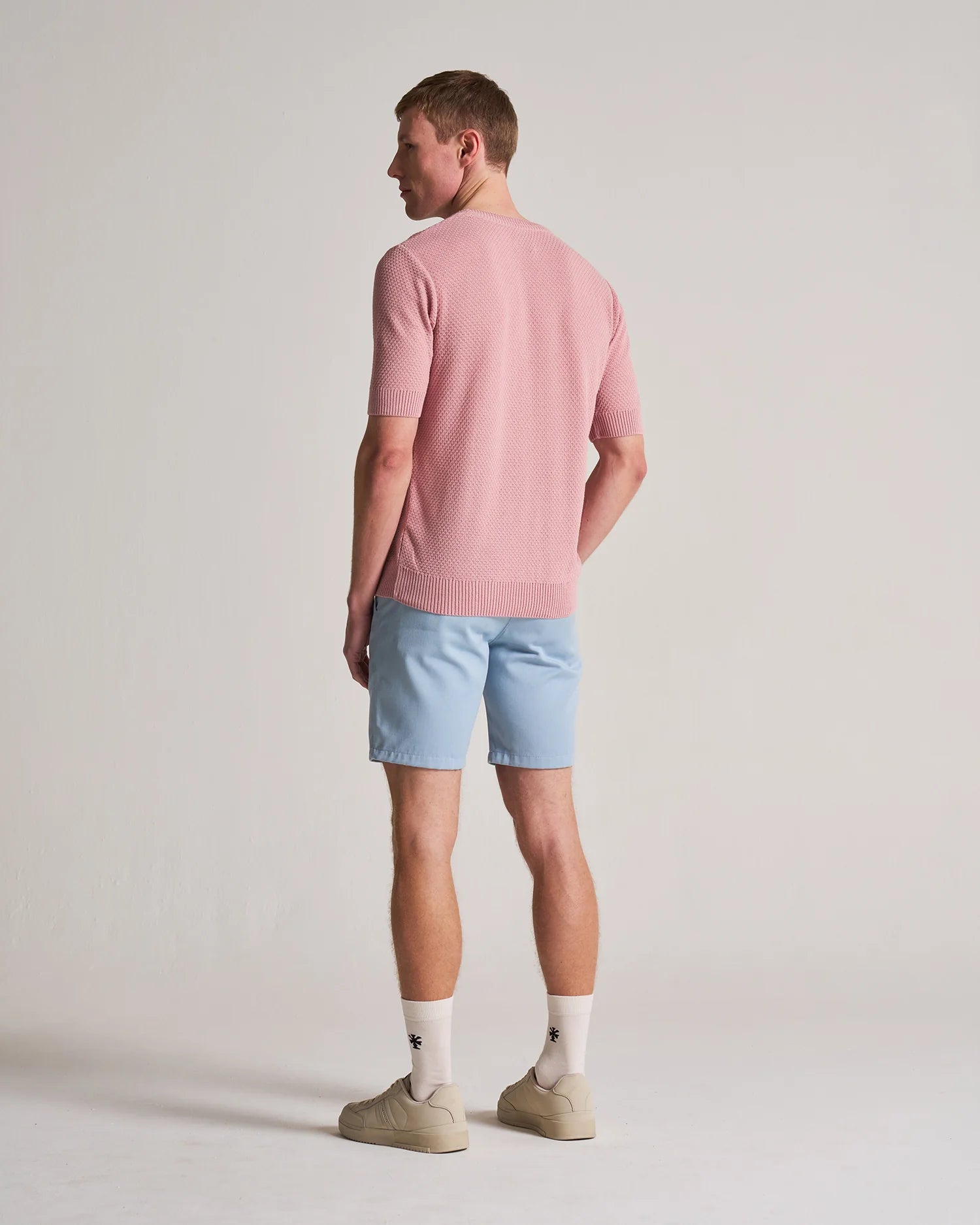 WAFFLE KNITTED TEE - DUSTY PINK