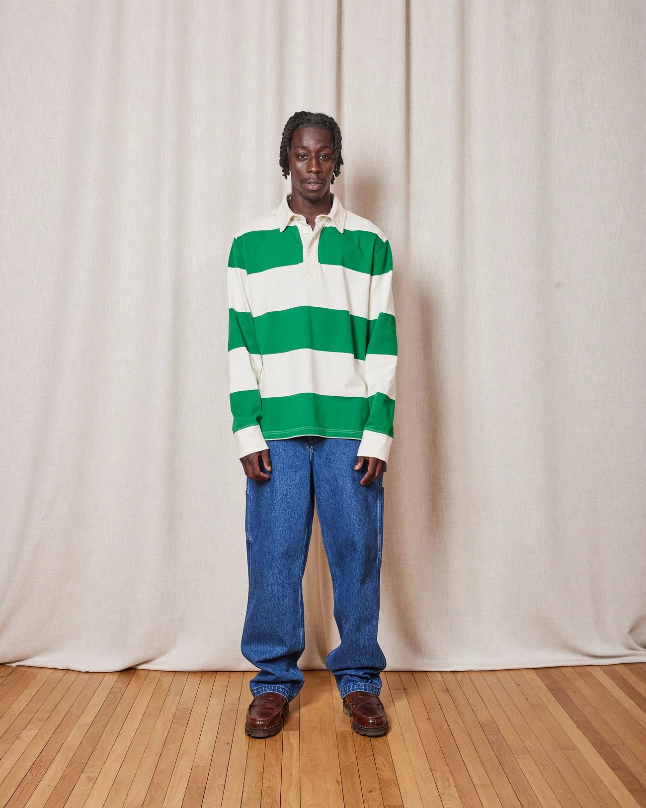 JONAH RUGBY SHIRT - GREEN STRIPES