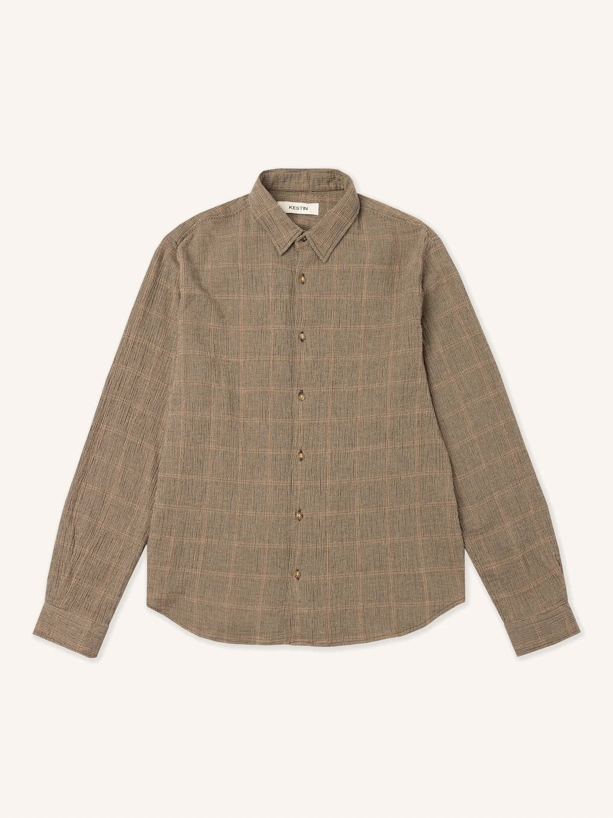 DIRLETON SHIRT - KHAKI CHECK CRINKLE COTTON